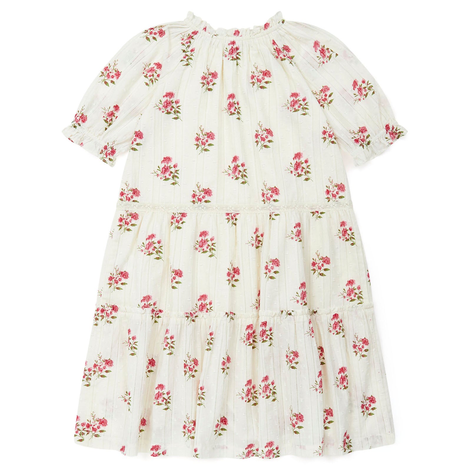 Girls White Flower Cotton Dress