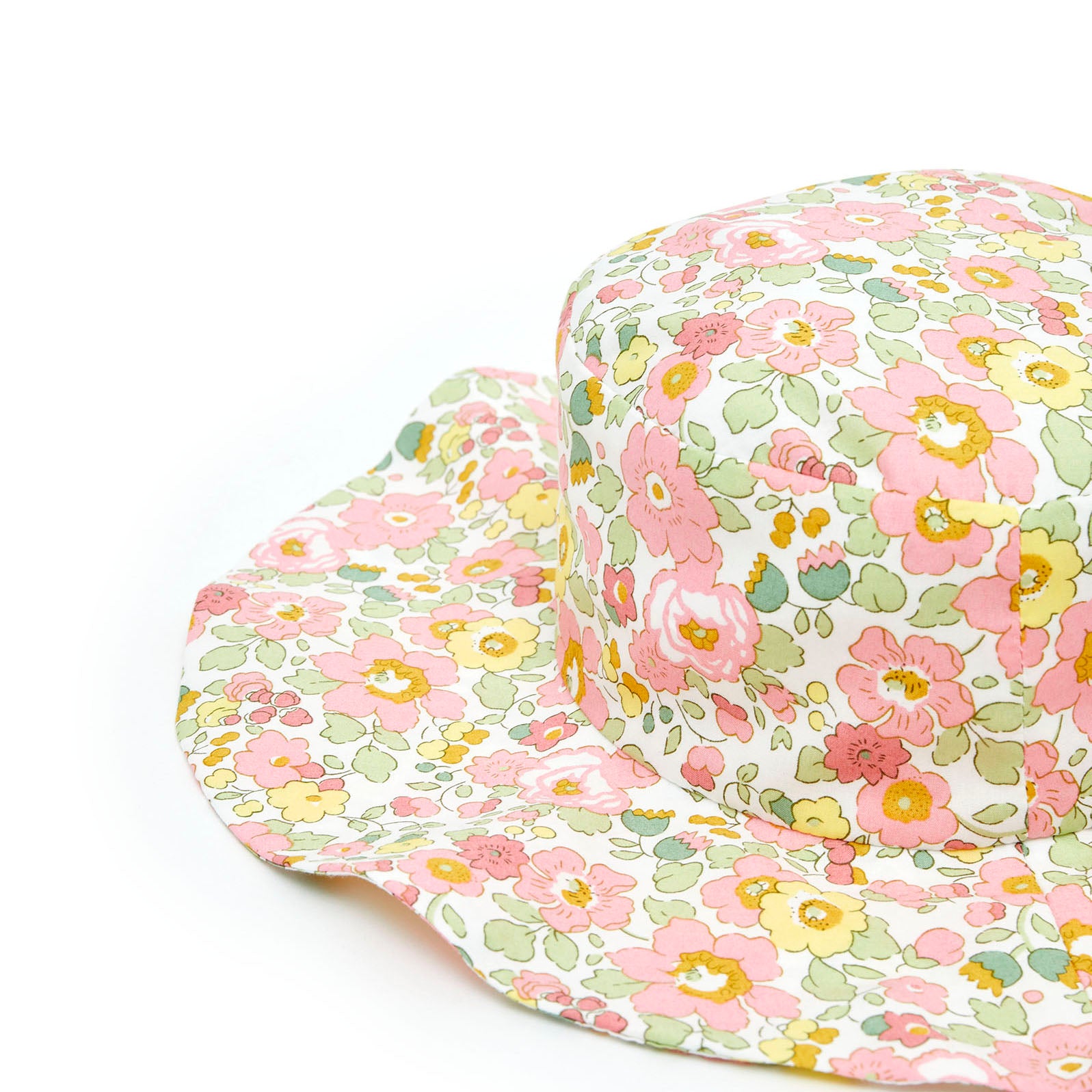 Girls Pink Floral Cotton Hat