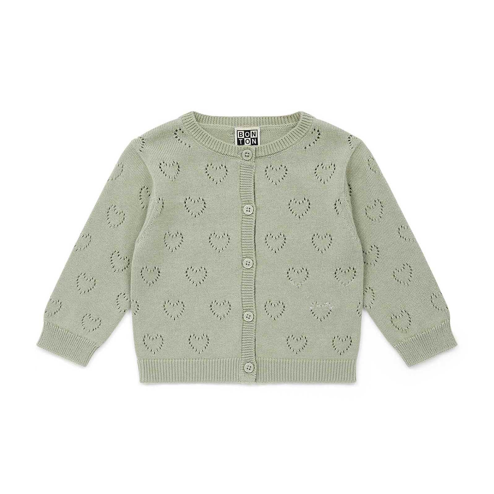 Baby Girls Green Heart Cardigan