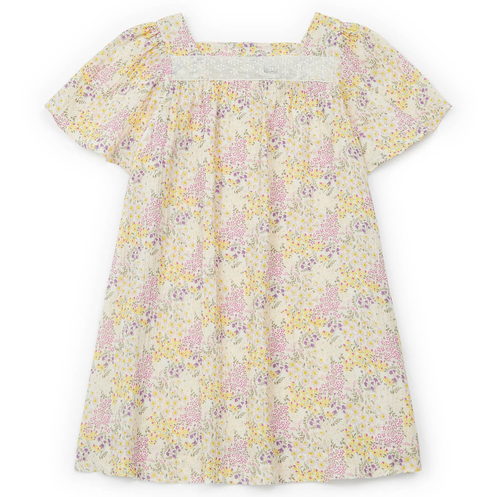 Girls Yellow Flower Cotton Dress