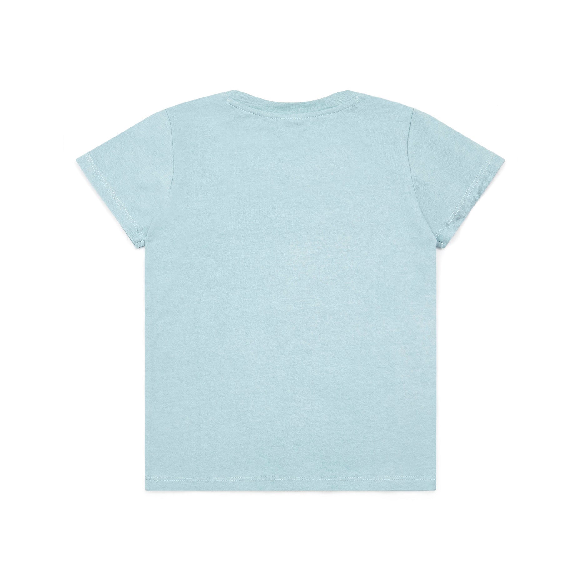 Girls Light Blue Printed Cotton T-Shirt