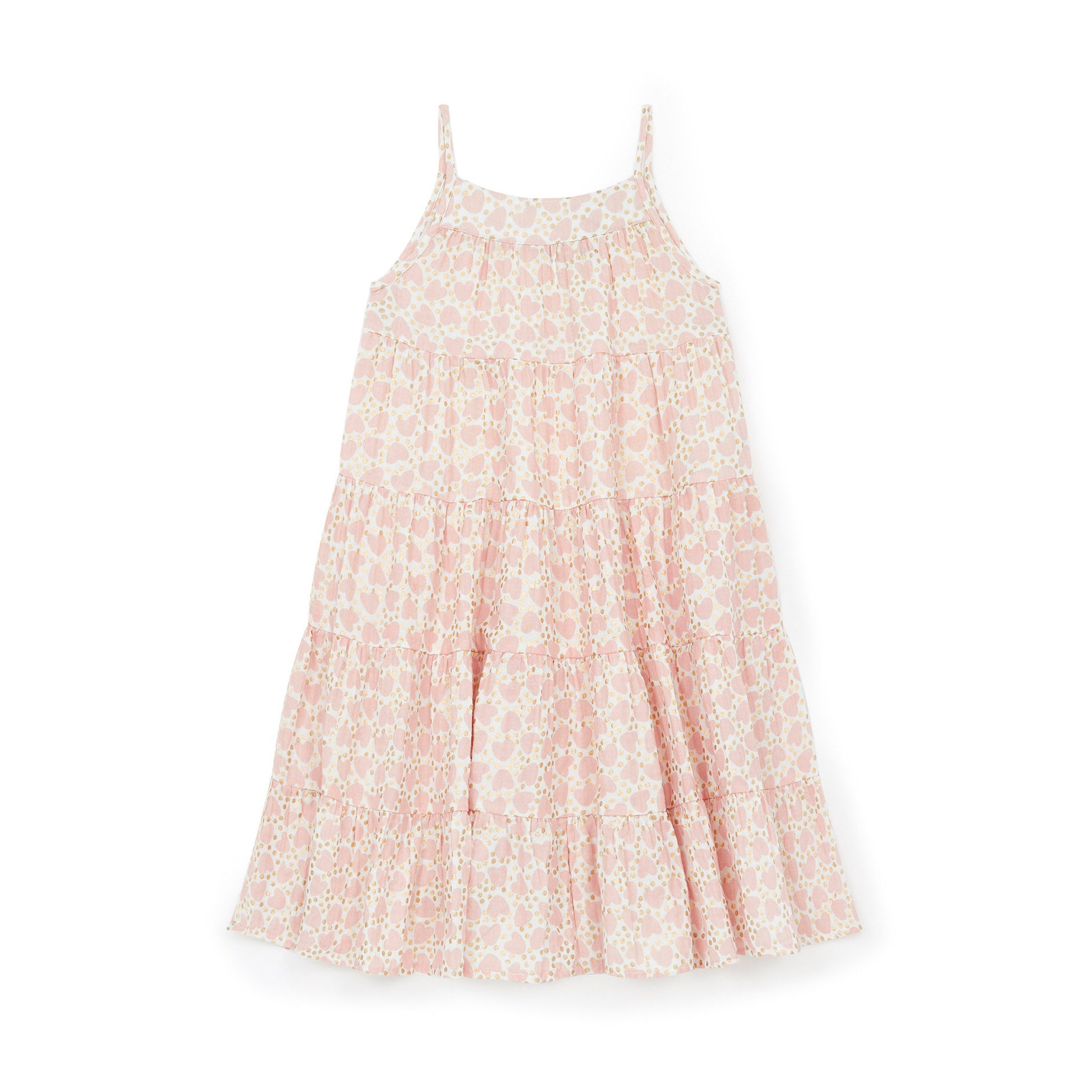 Girls Pink Heart Cotton Dress