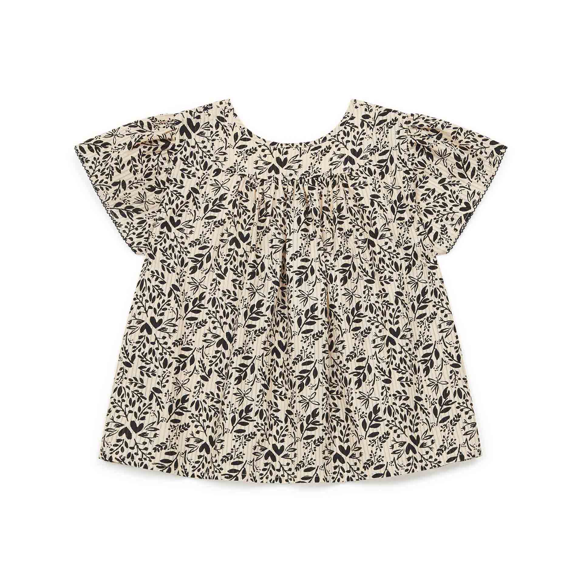 Girls Beige Floral Cotton Top