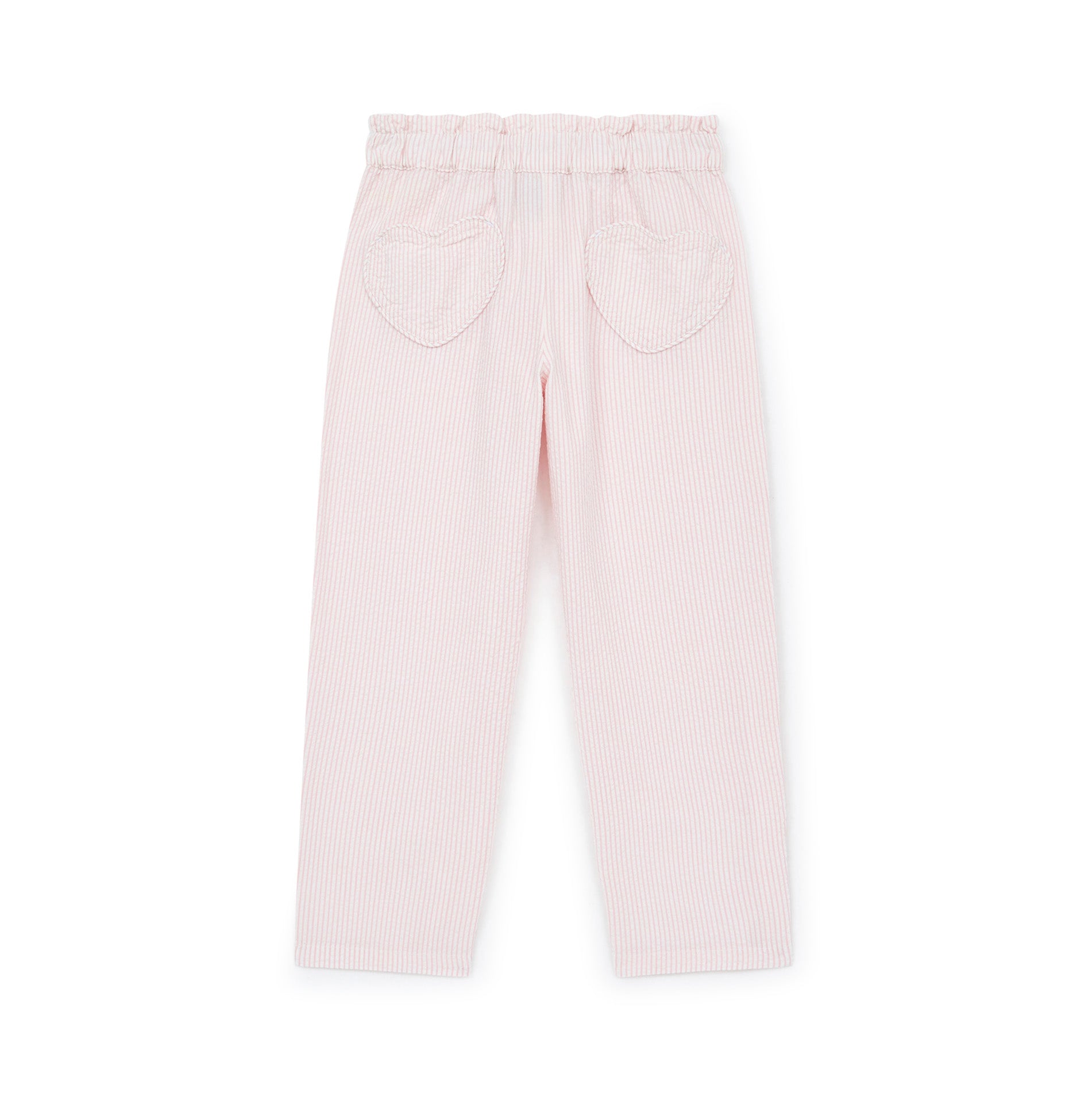 Girls Pink Stripes Cotton Trousers