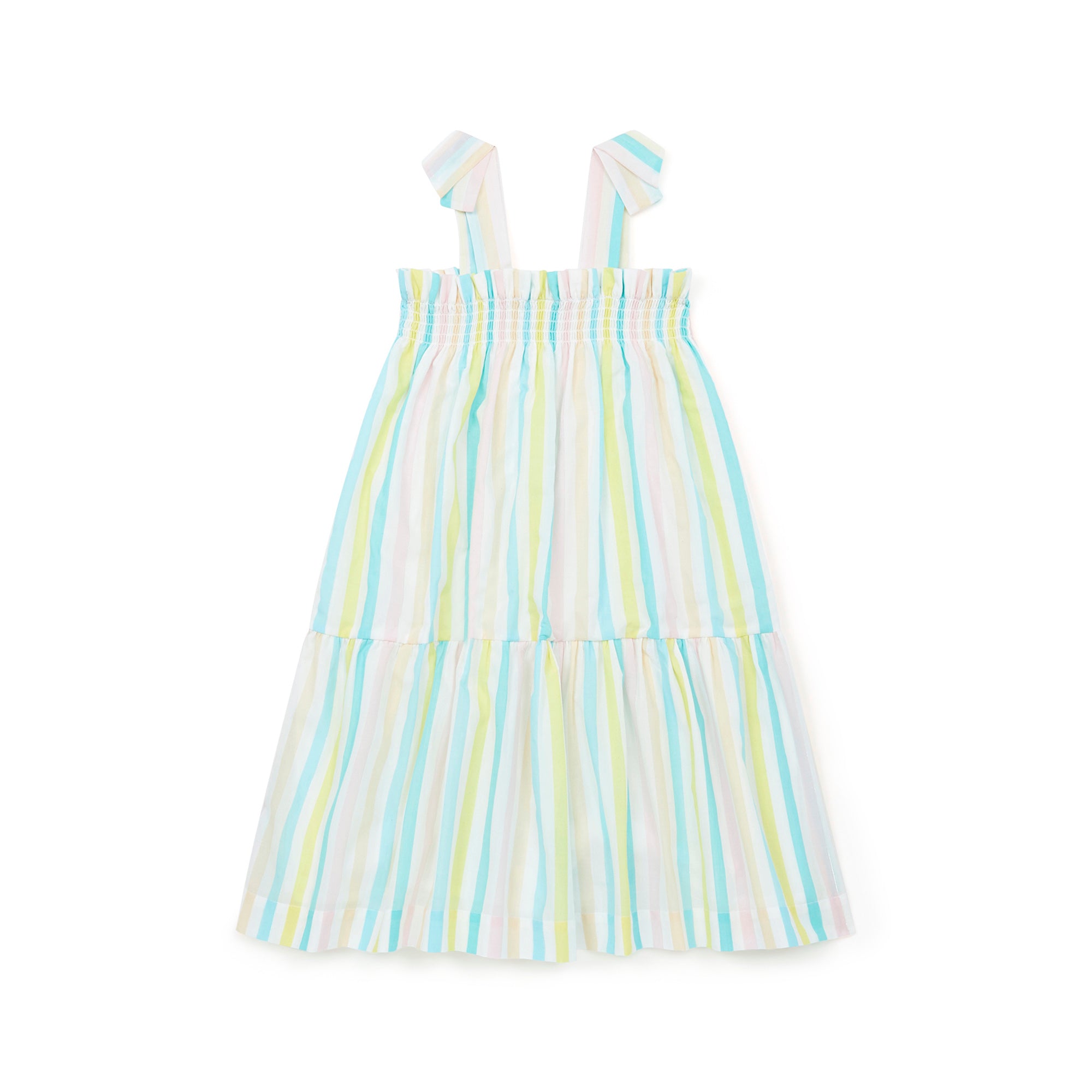 Girls Multicolor Stripes Cotton Dress