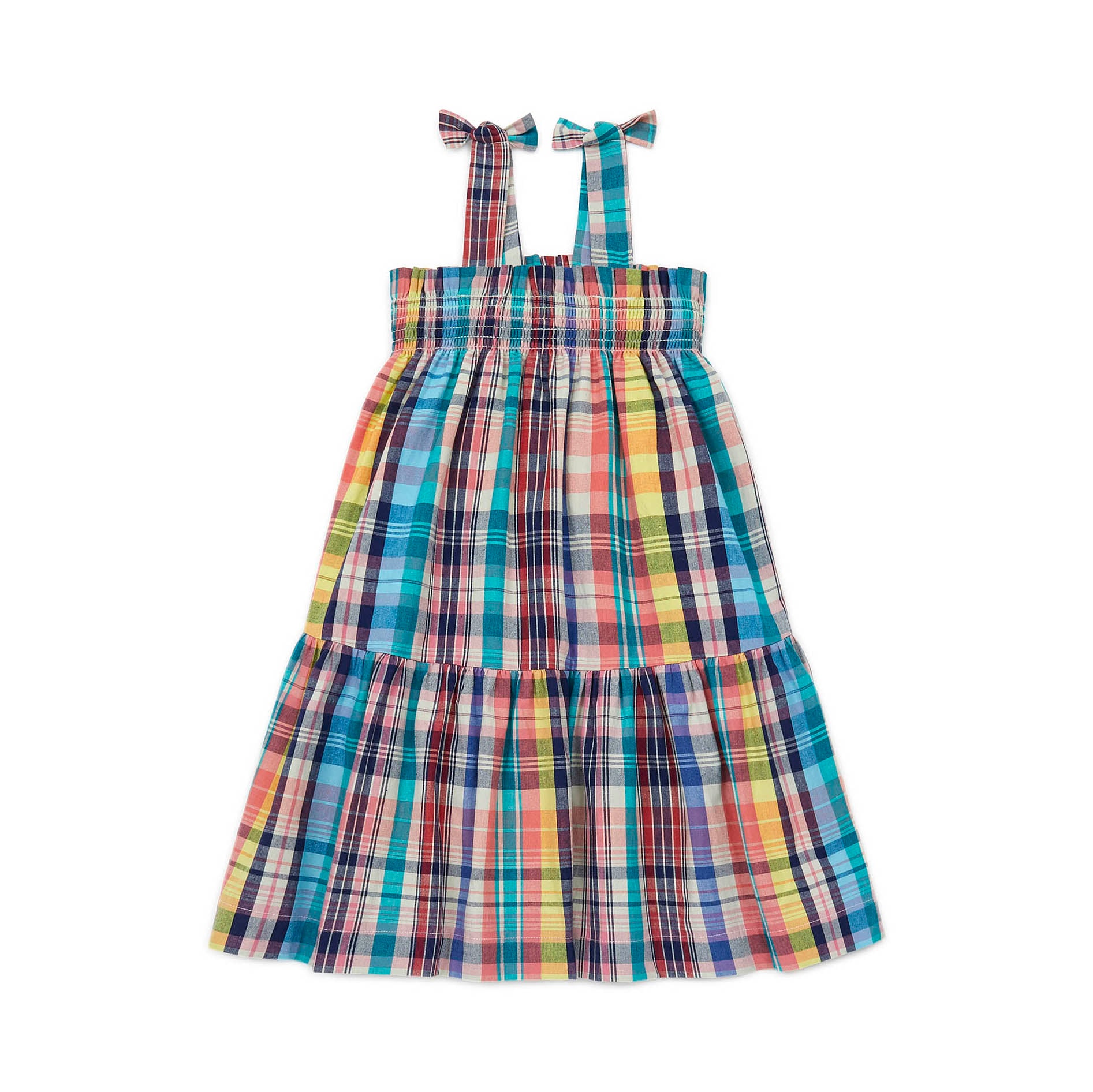 Girls Multicolor Check Dress