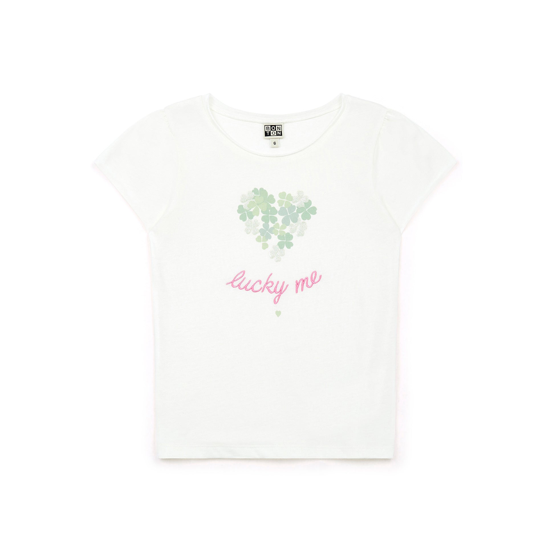 Girls White Printed Cotton T-Shirt