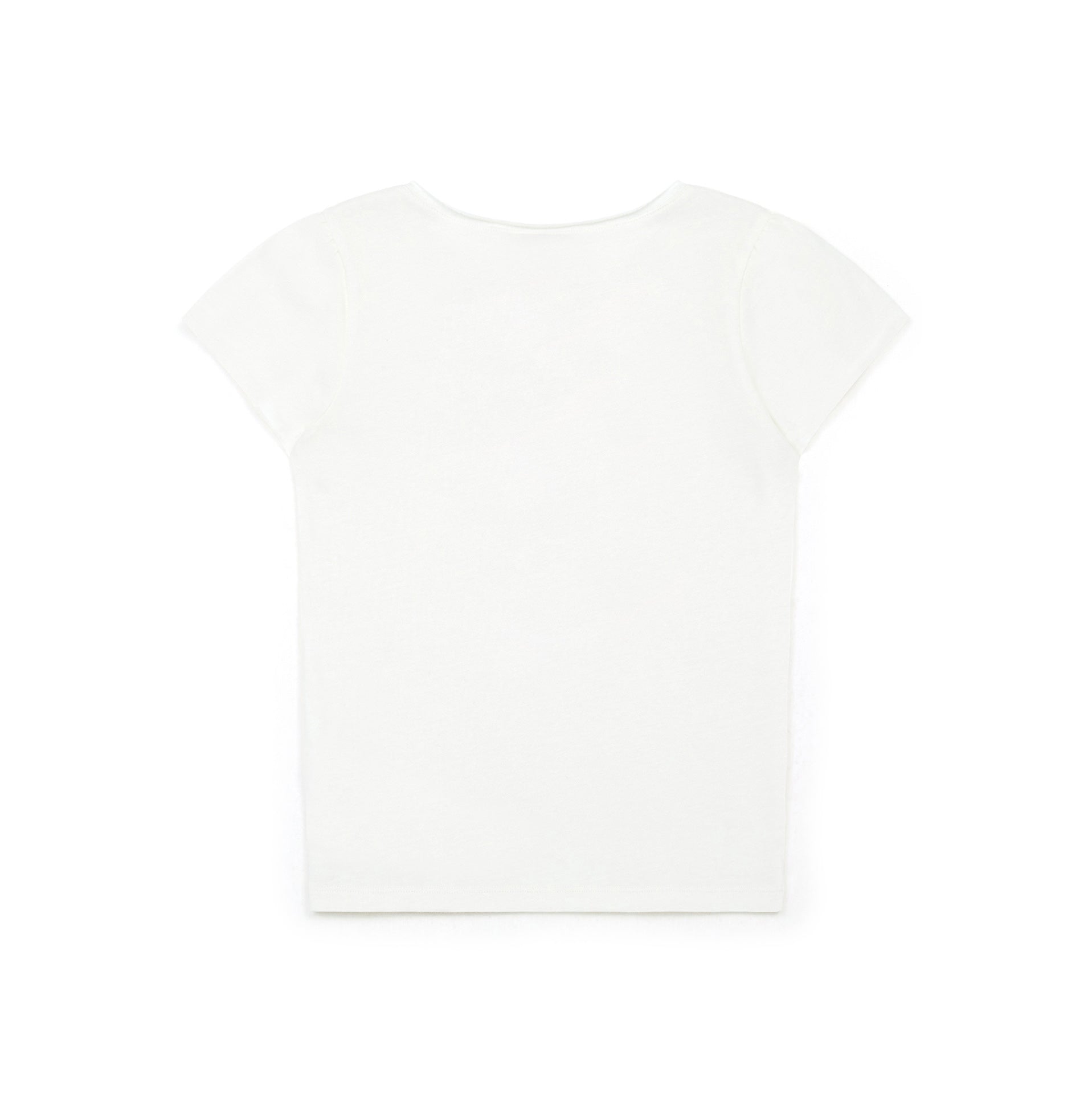 Girls White Printed Cotton T-Shirt
