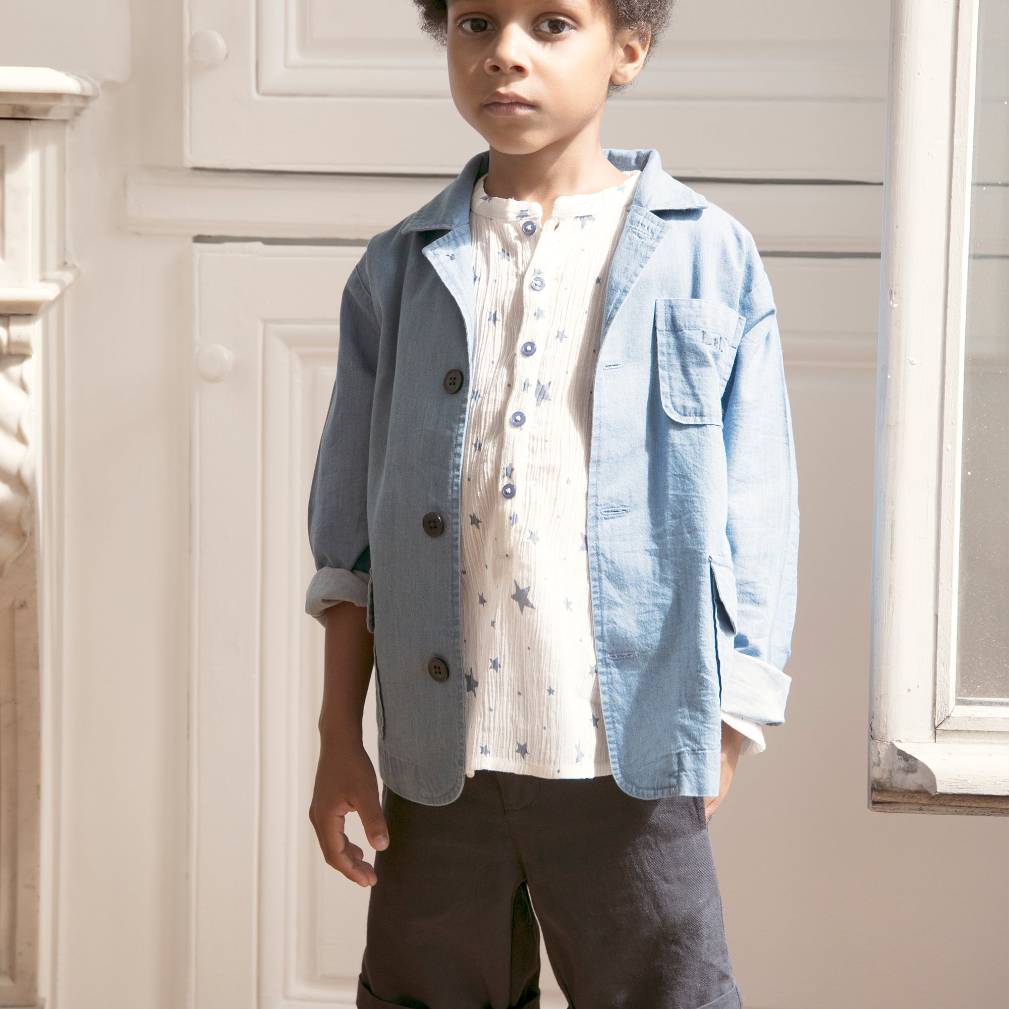 Girls White "Cotton Crepe Stars" T-shirt