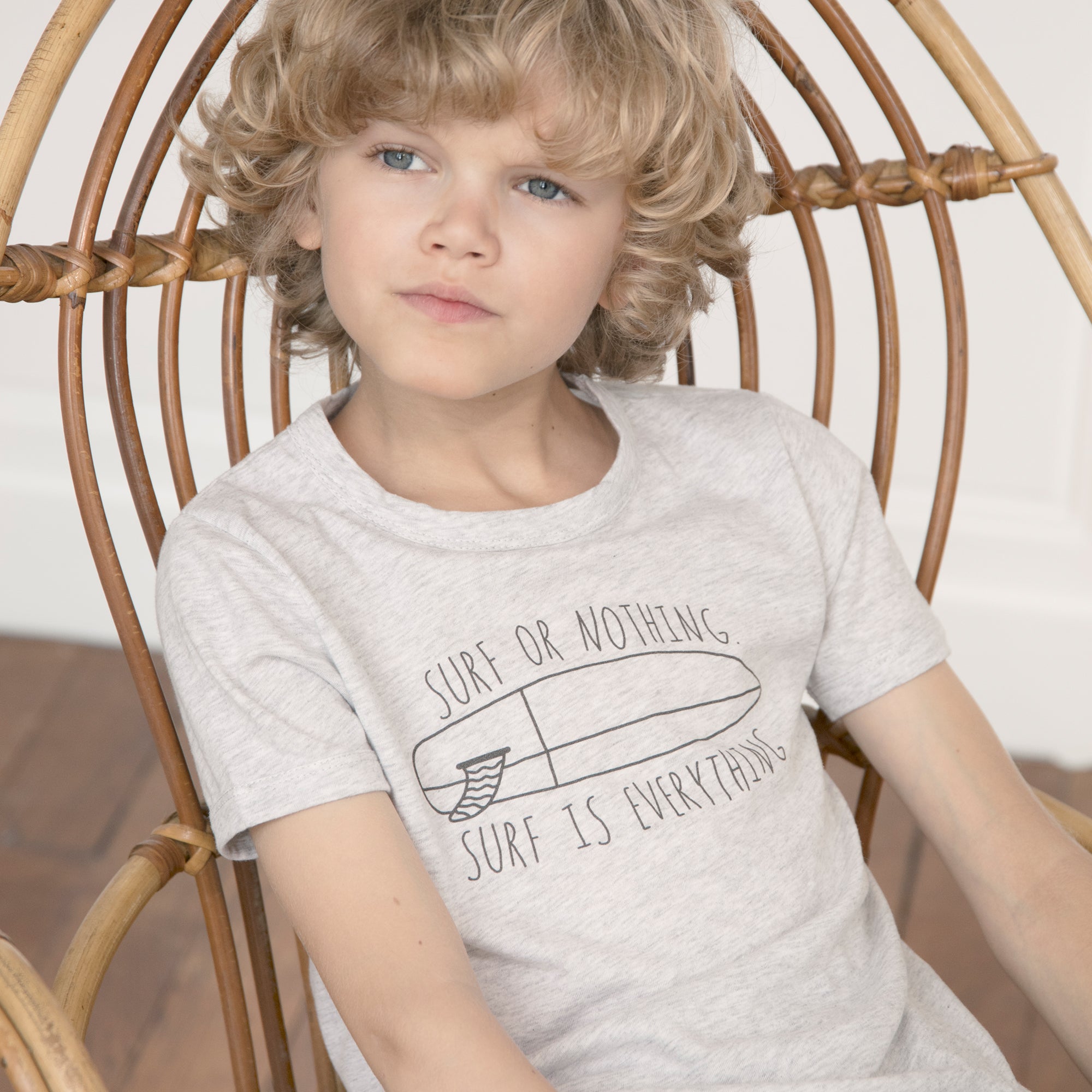 Girls Marled Grey "Jersey Surf" T-shirt