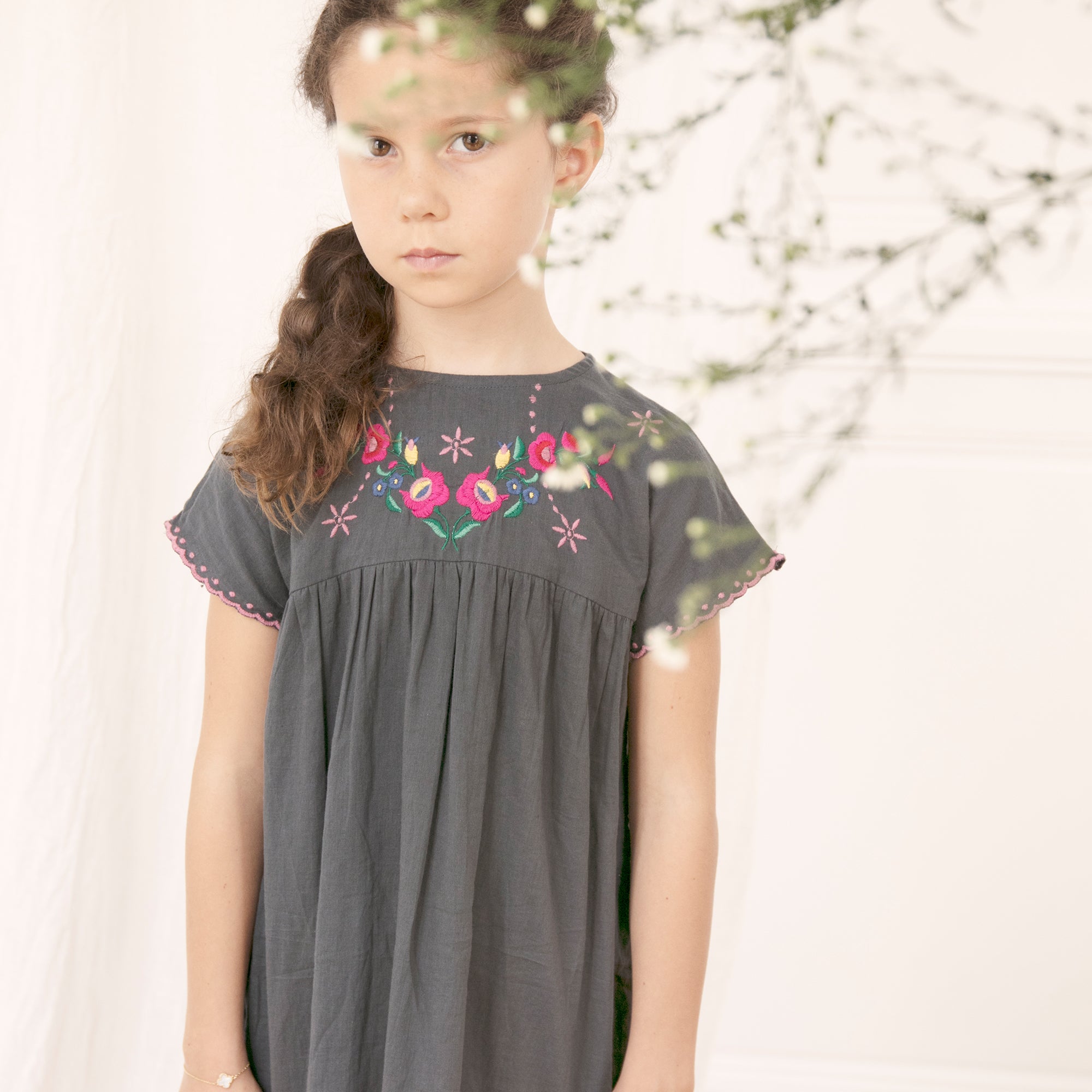 Girls Carbon Printed Cotton Dress