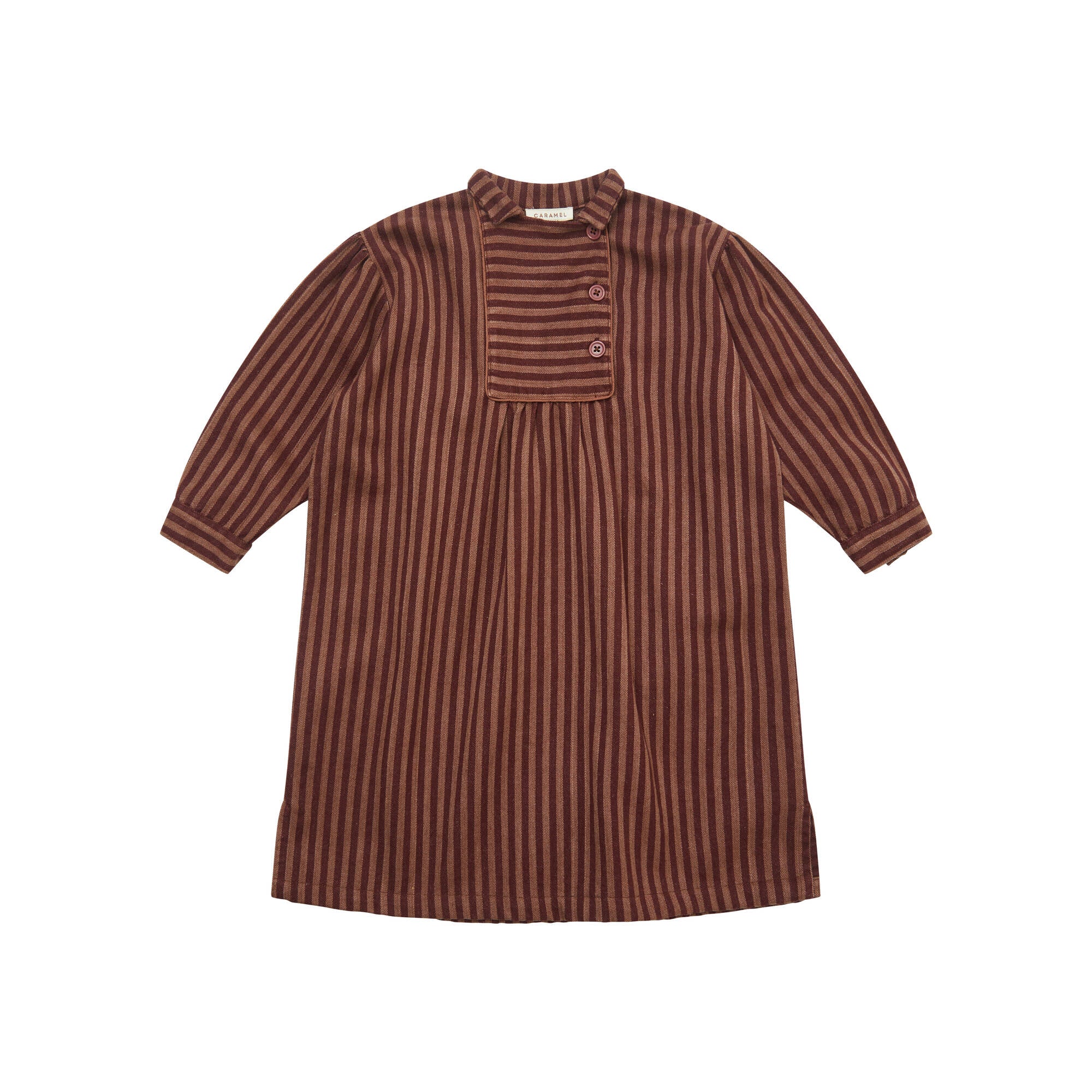 Girls Claret Stripes Cotton Dress