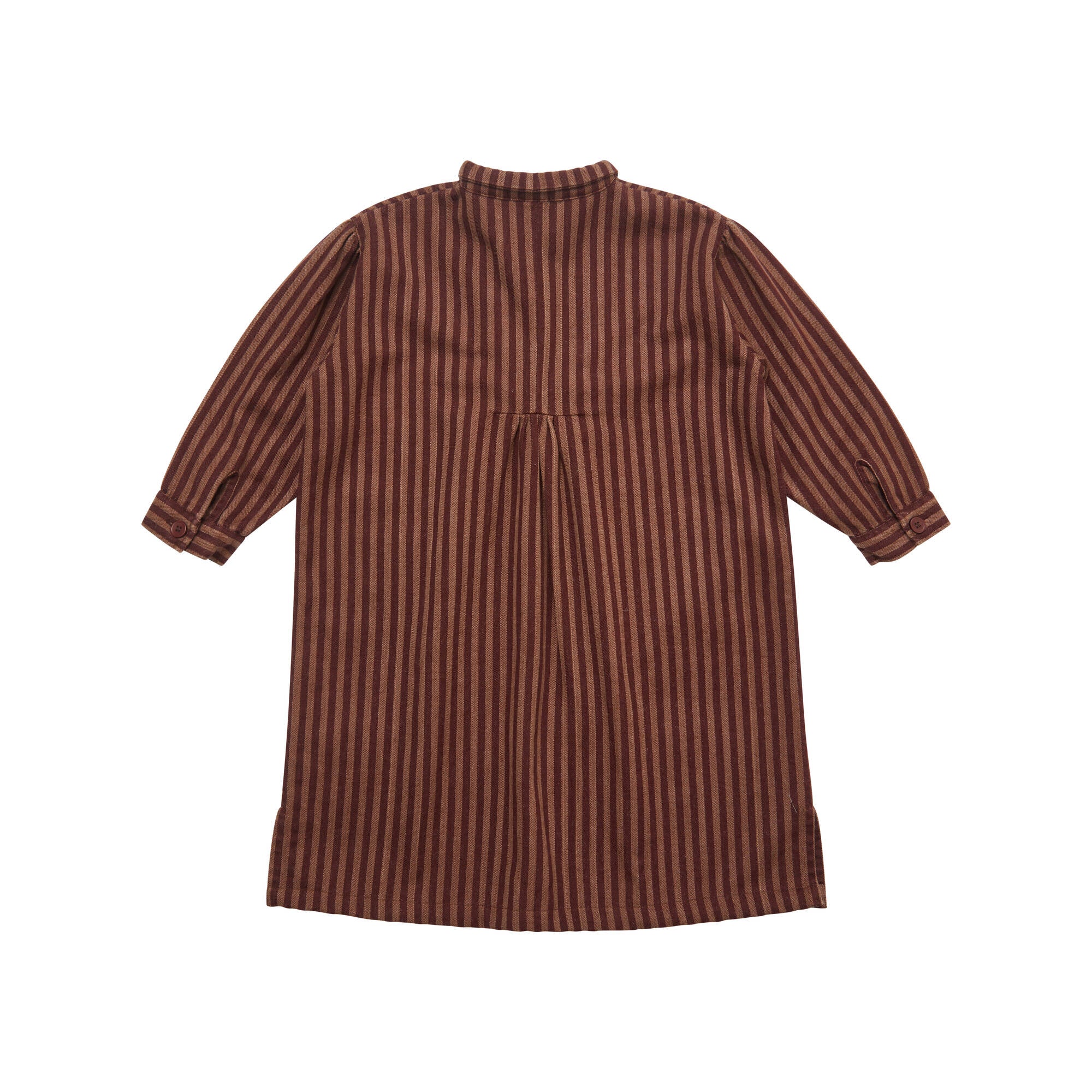 Girls Claret Stripes Cotton Dress