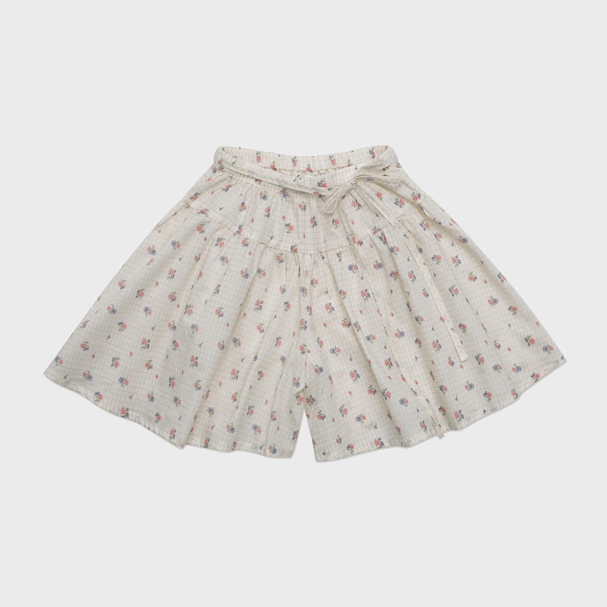 Girls Violet Floral Cotton Shorts