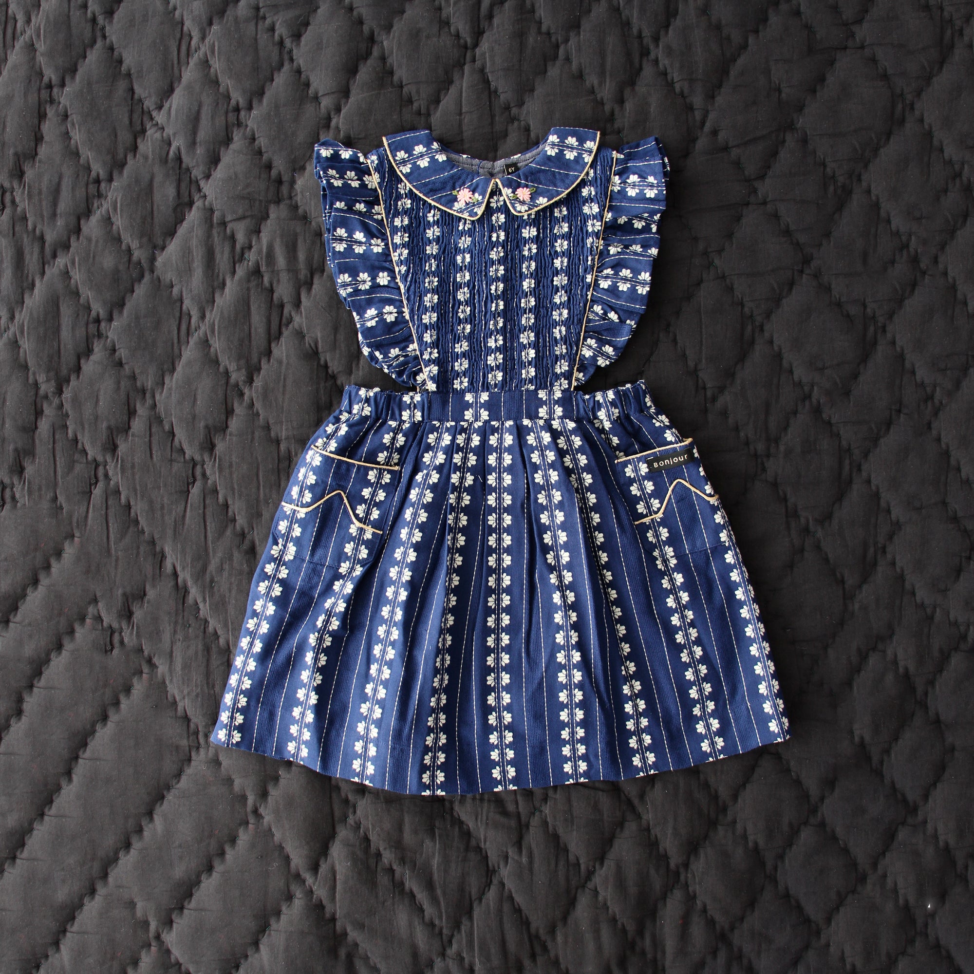Girls Blue Printed Cotton Dress