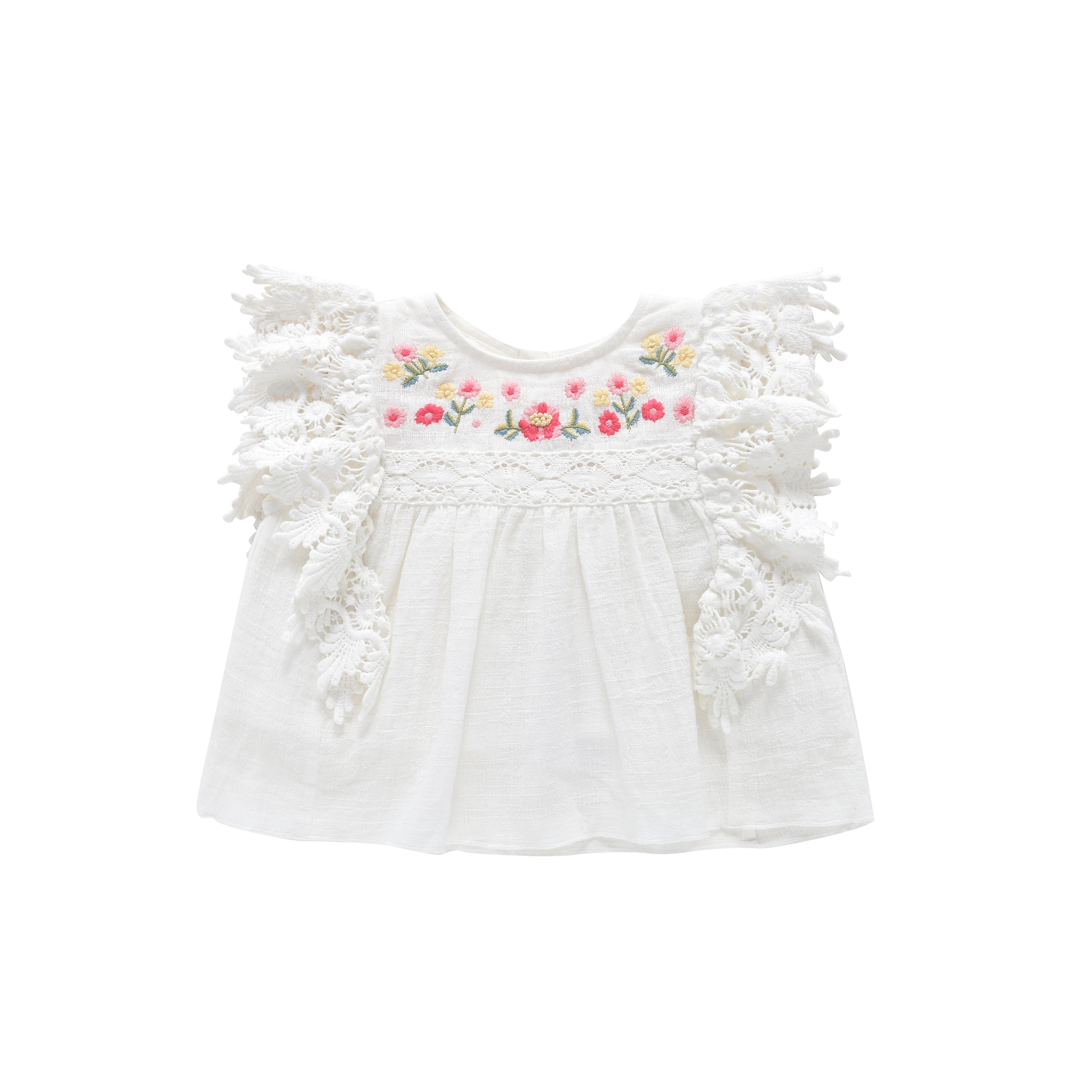 Baby Girls White Embroidery Cotton Tops