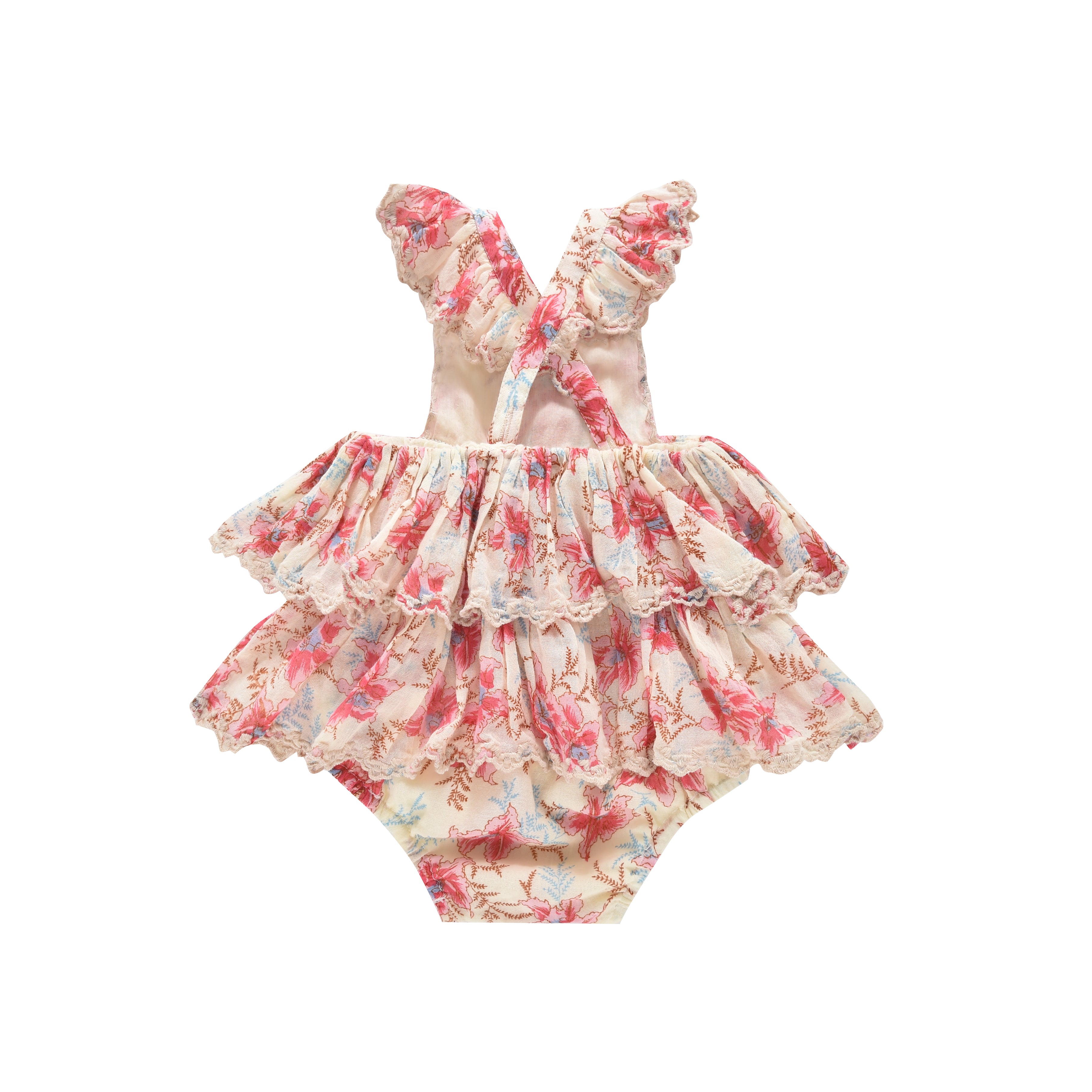 Baby Girls Red Floral Babysuit