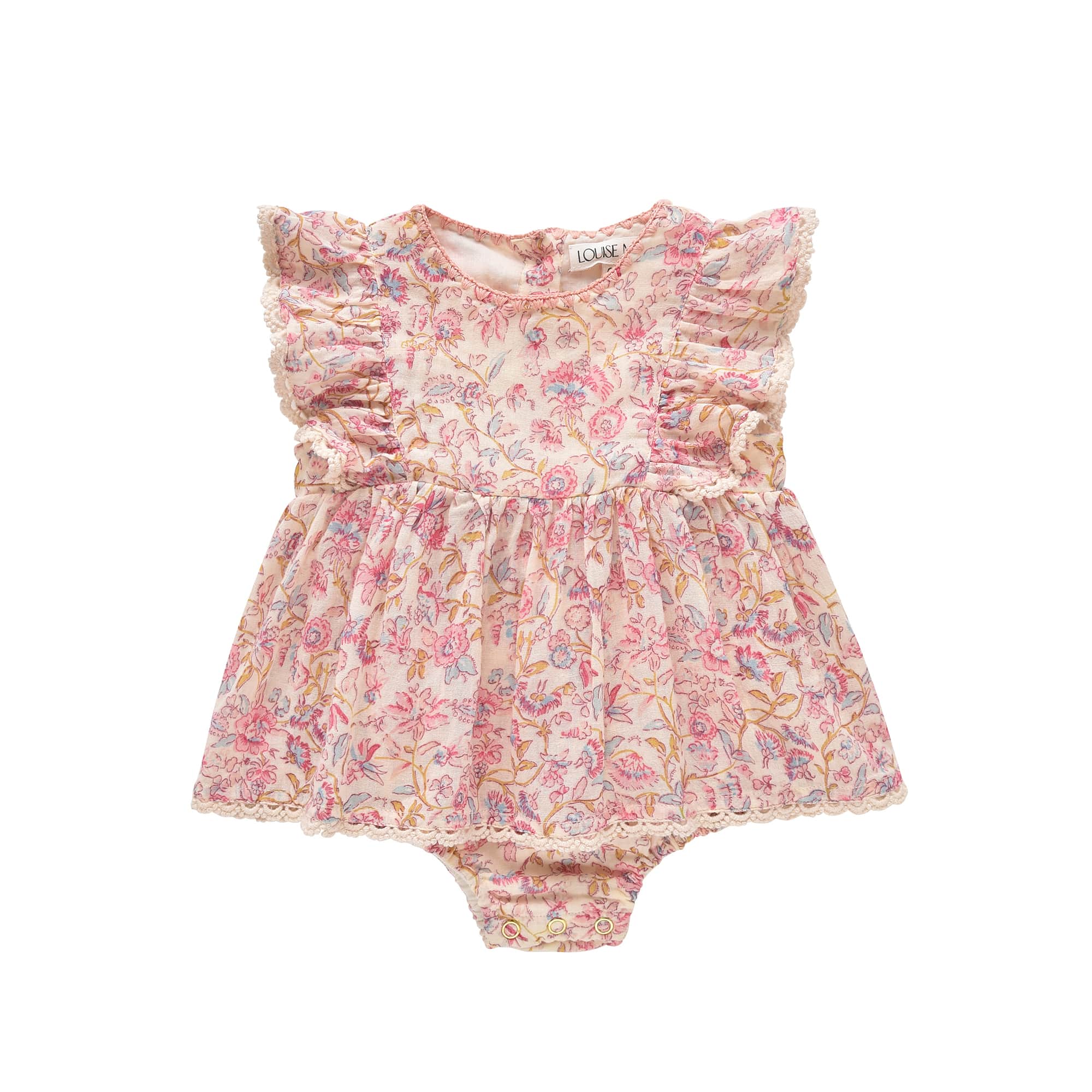 Baby Girls Pink Flowers Cotton Babysuit