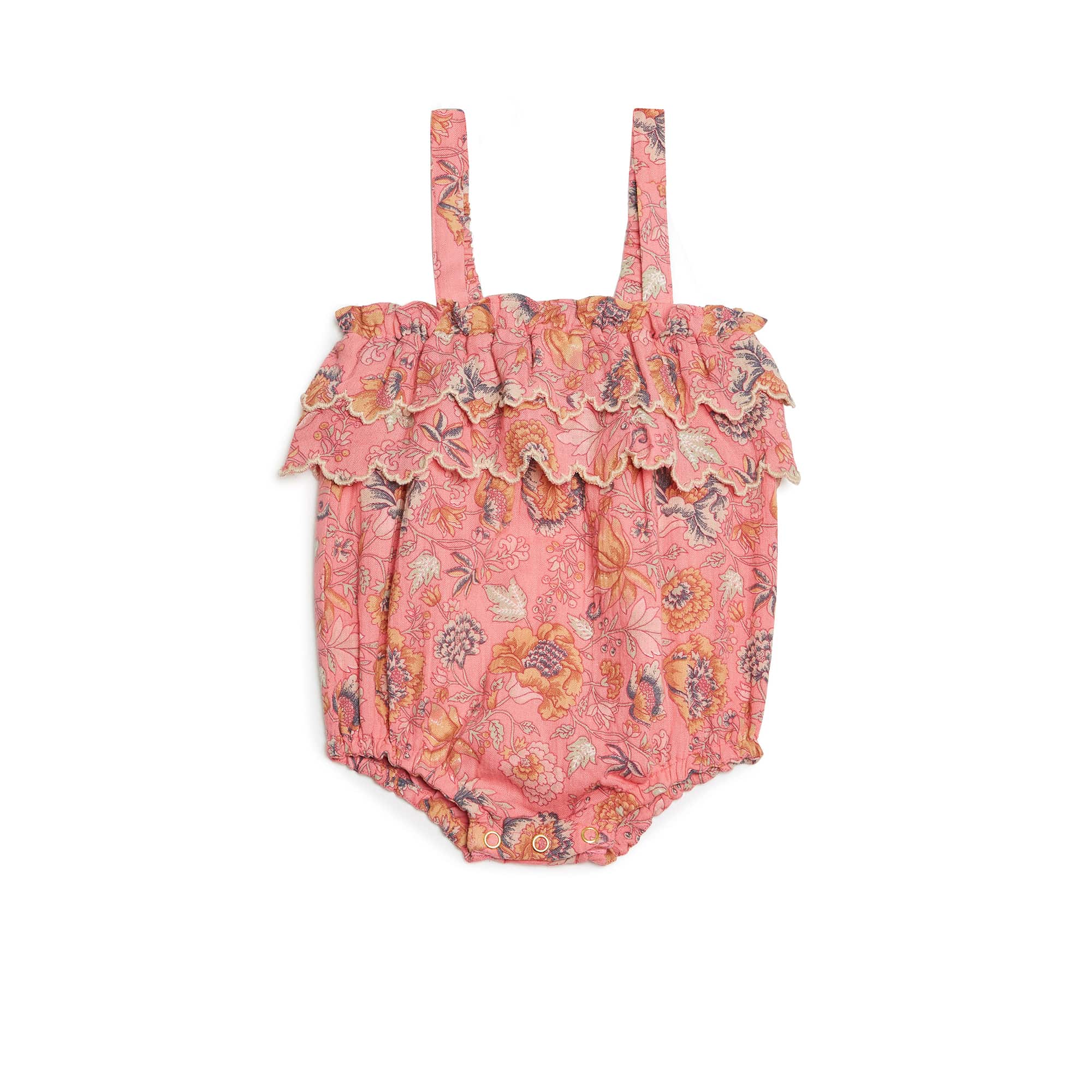 Baby Girls Pink Flowers Cotton Babysuit