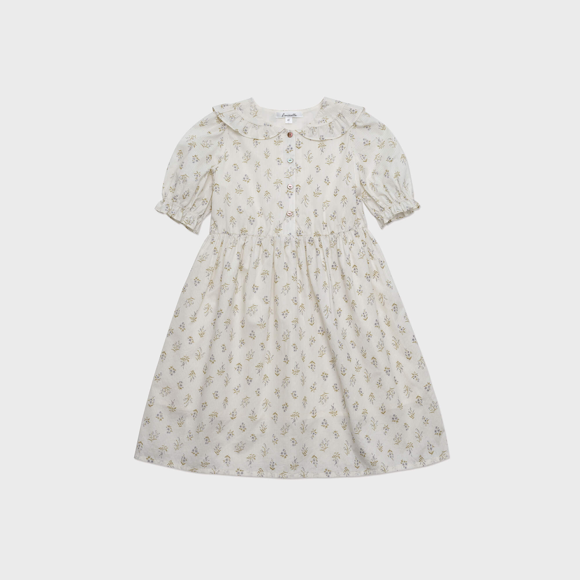 Girls Blue Floral Cotton Dress