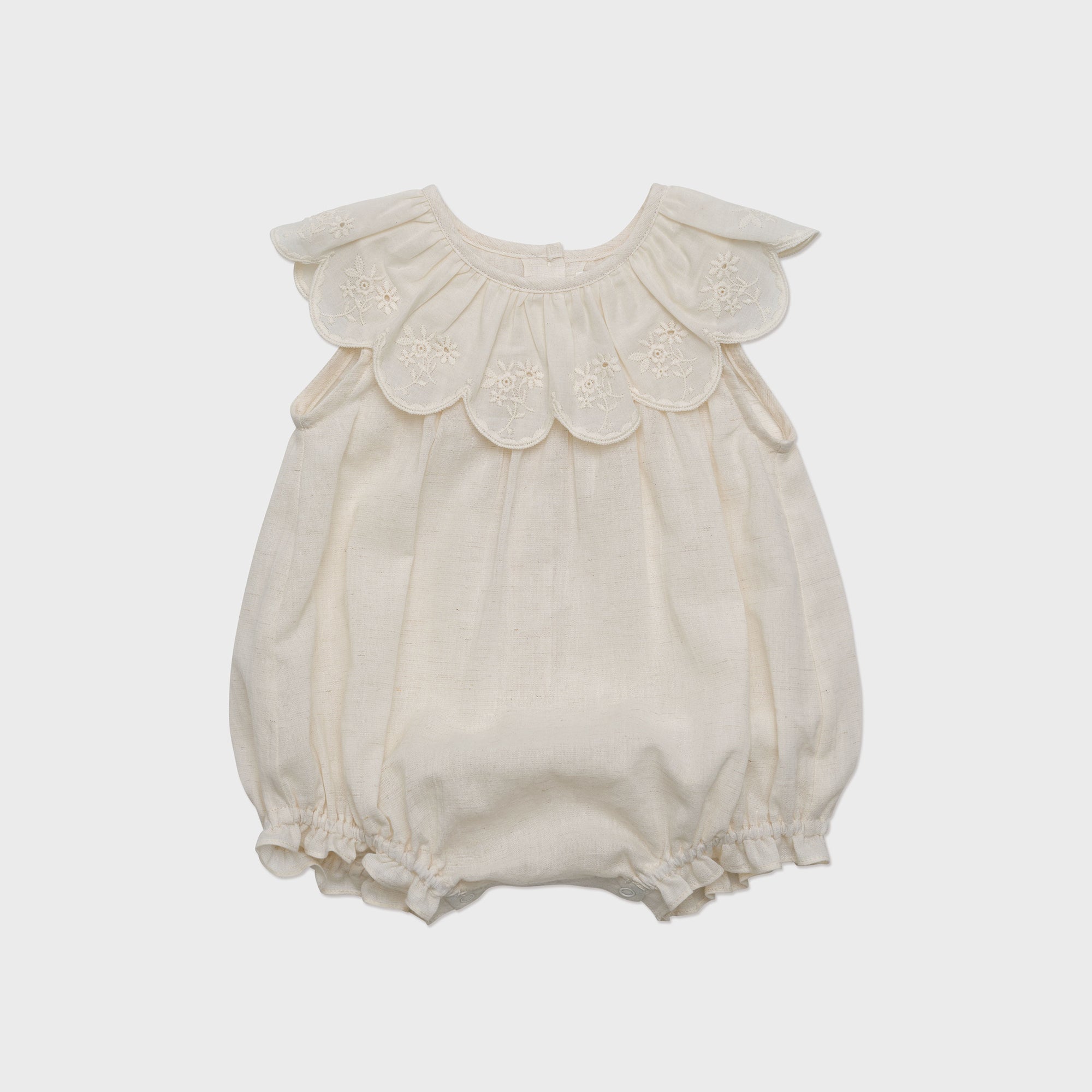 Baby Girls White Embroidered Cotton Babysuit