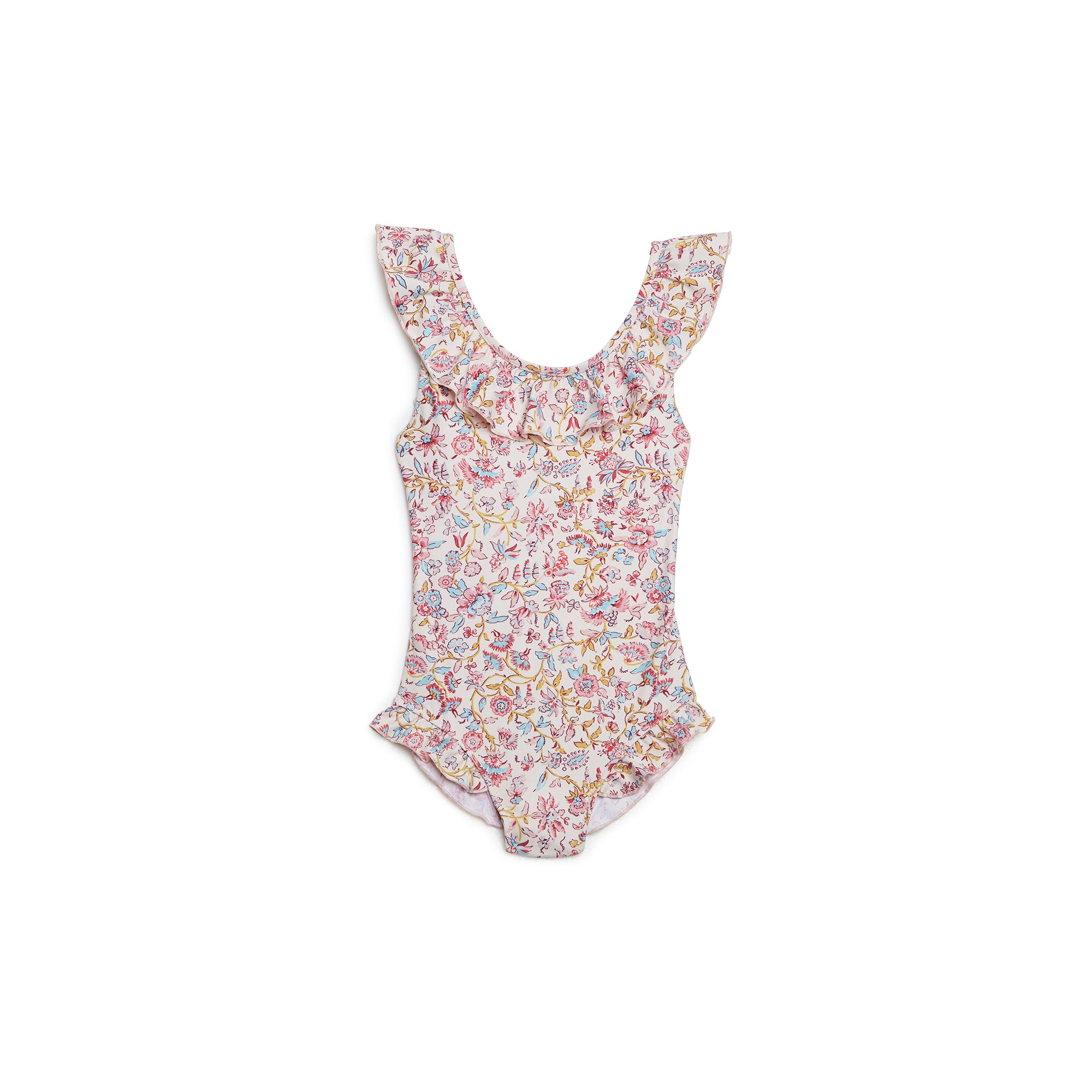 Girls White Flower Swimsuit