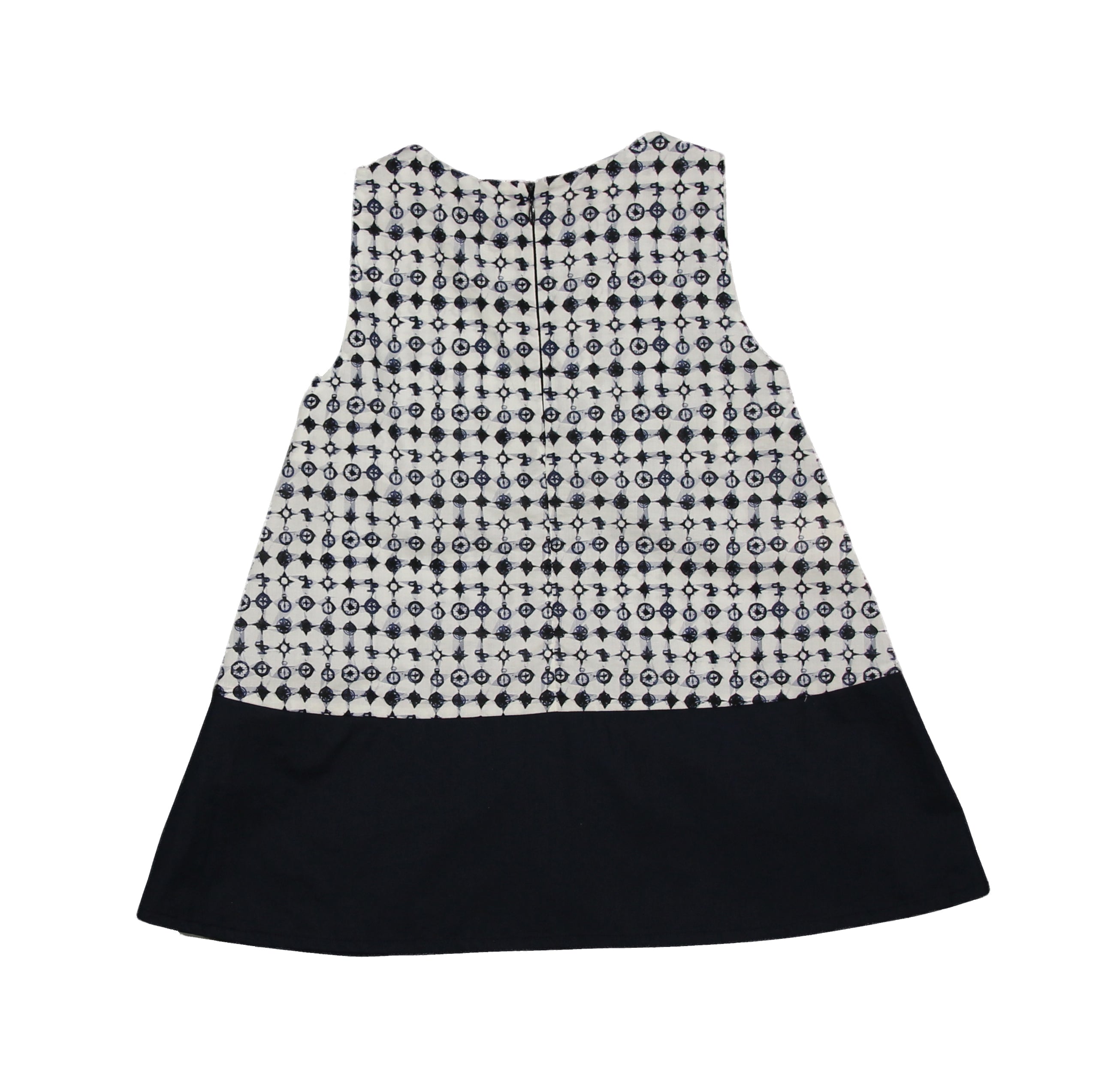 Girls Navy & White Cotton Dress