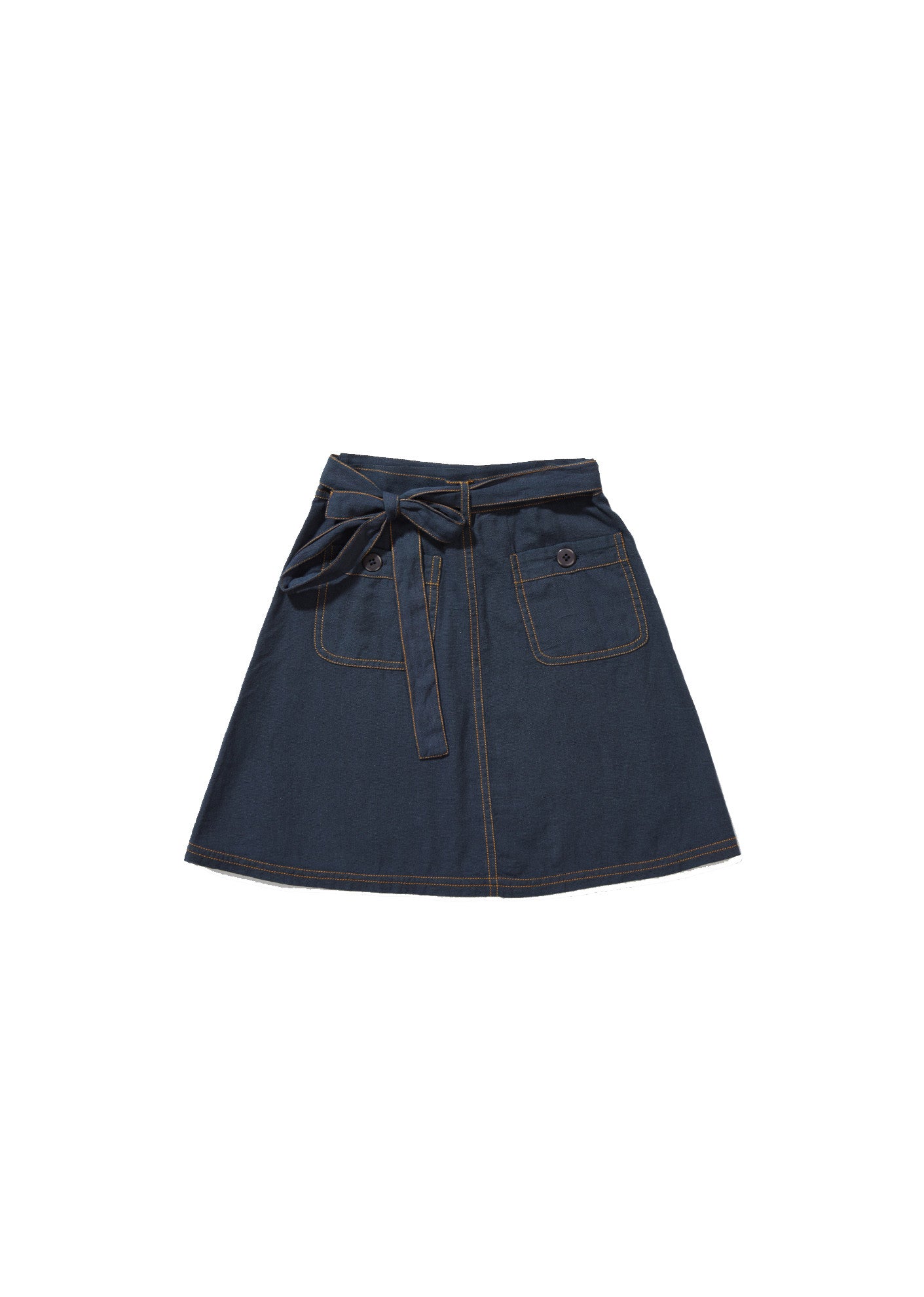 Girls Dark Blue Woven Skirt