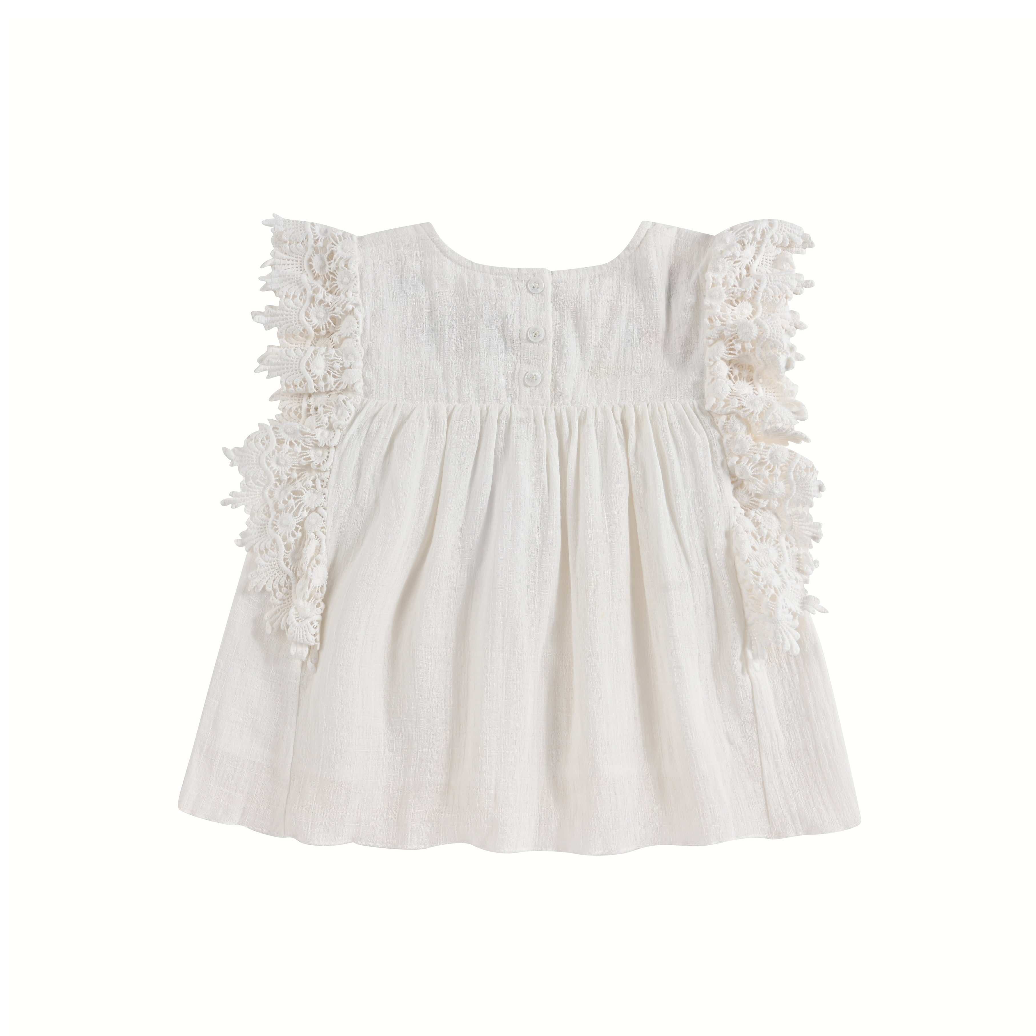 Girls White Embroidery Cotton Tops