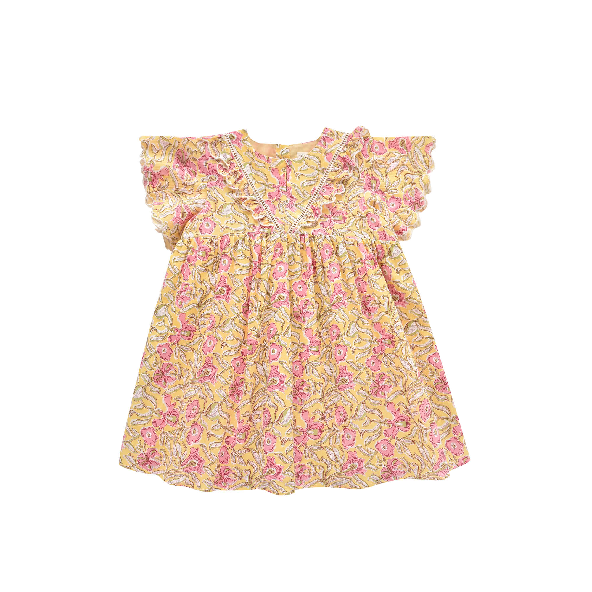 Girls Yellow Flowers Cotton Dress