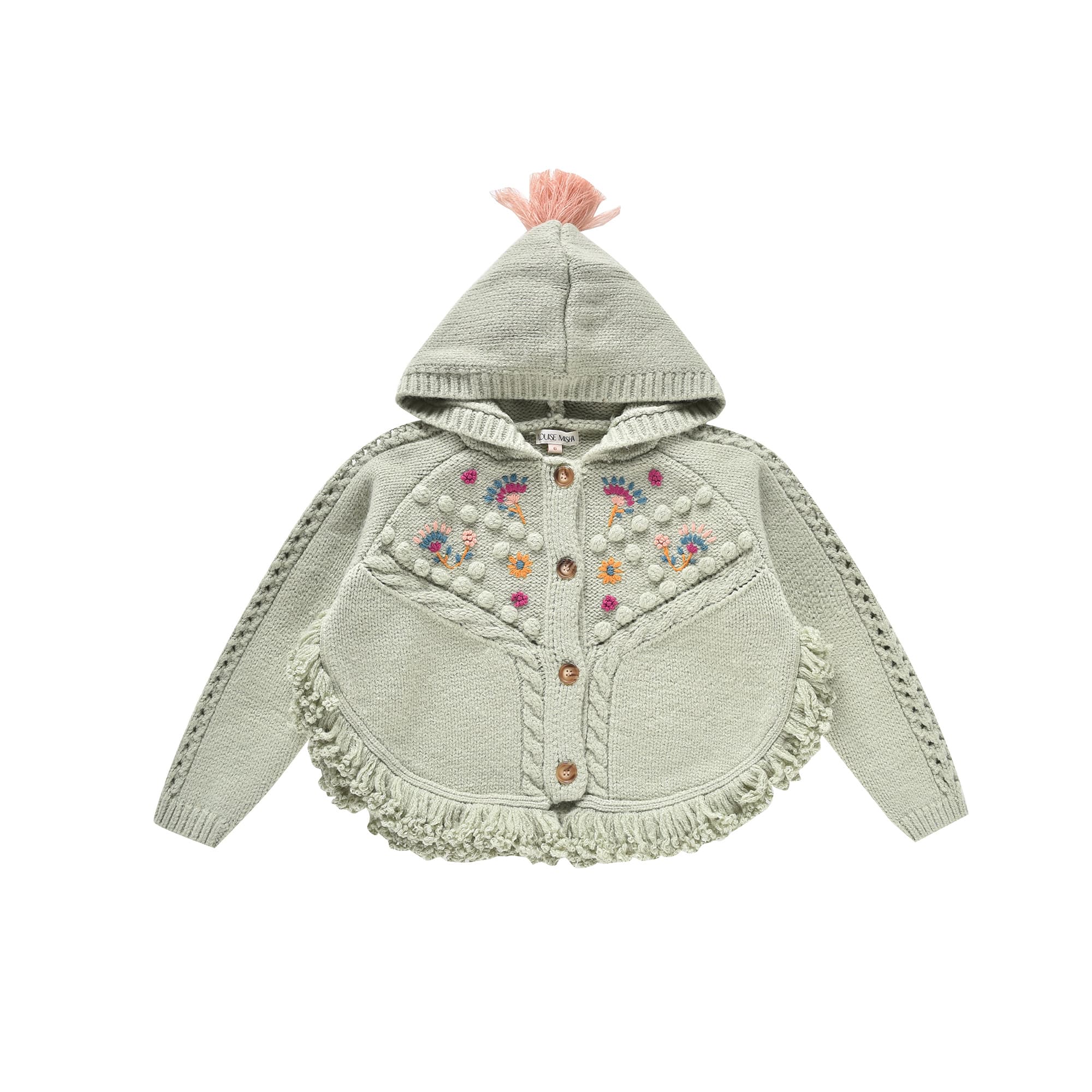 Girls Light Green Wool Knit Cape