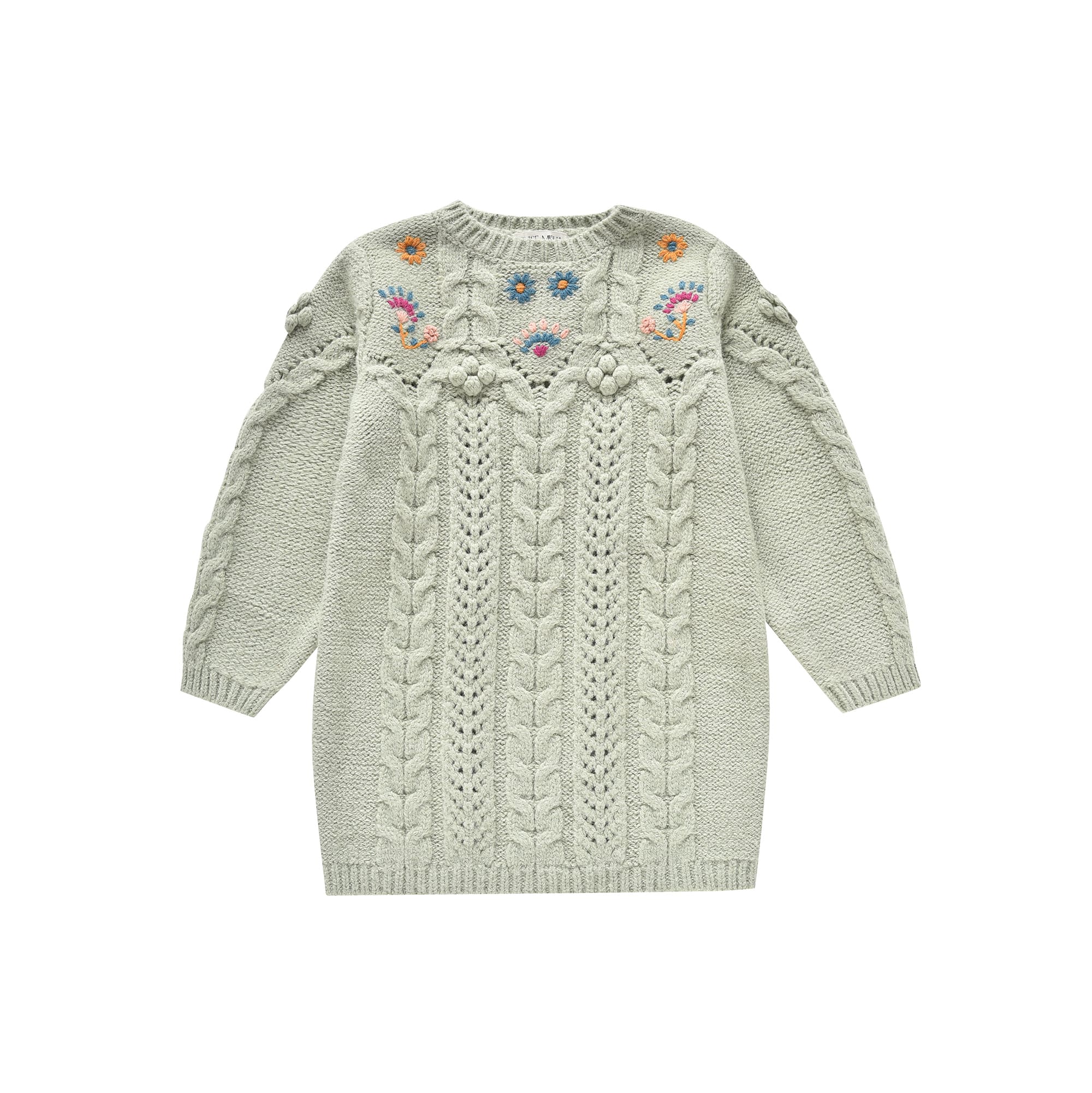 Girls Light Green Knit Dress