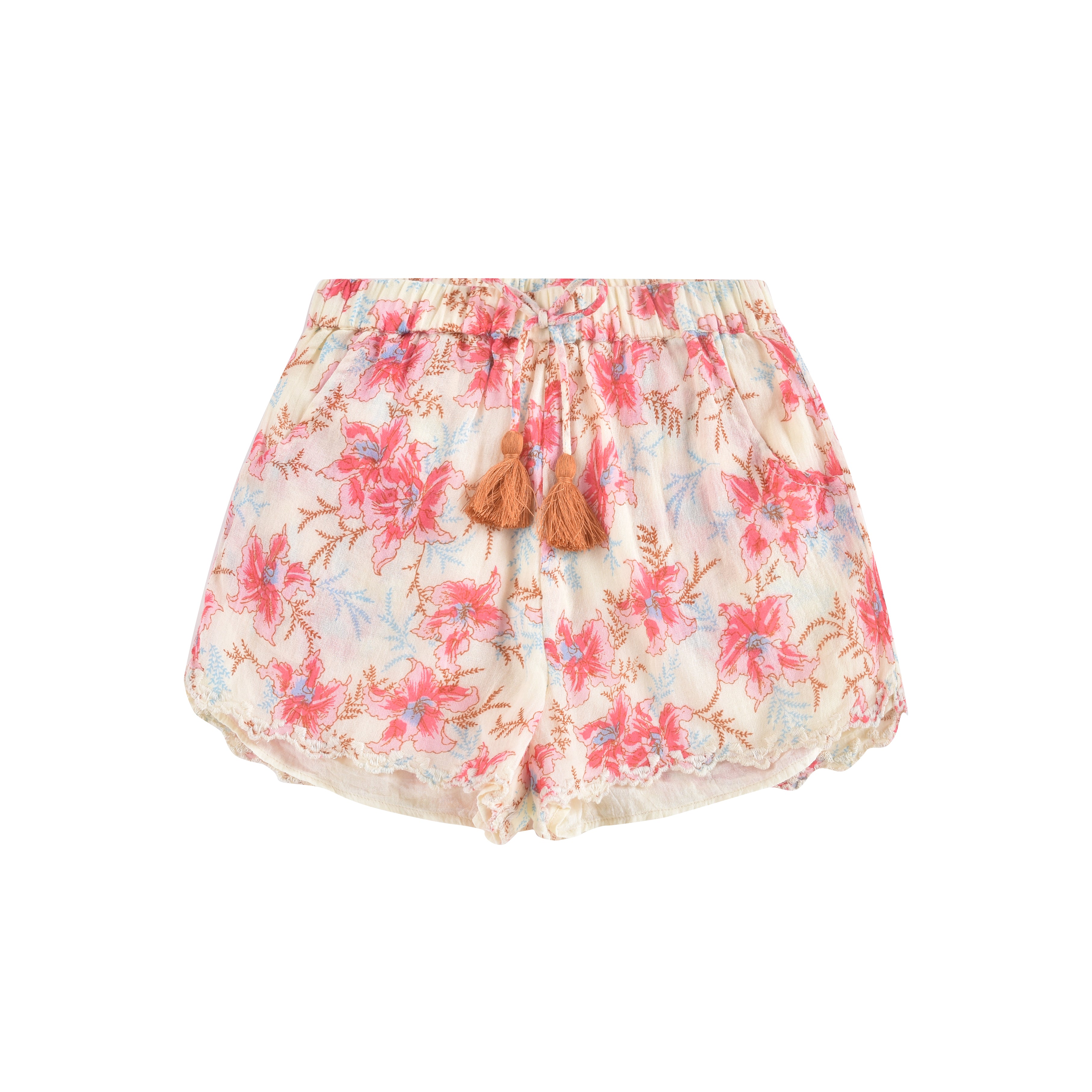 Girls Pink Floral Cotton Shorts