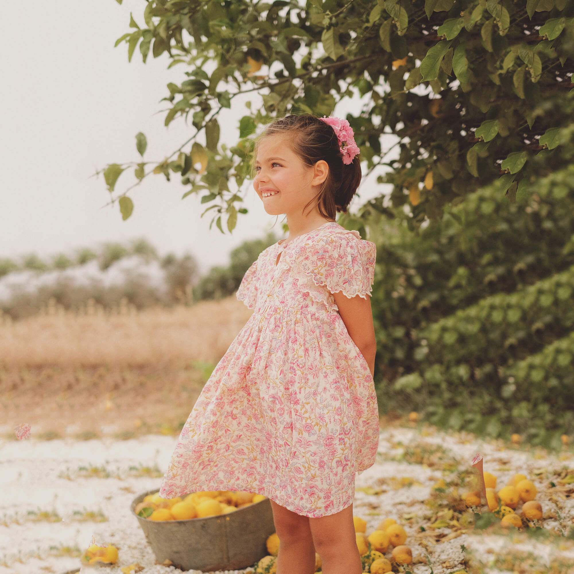 Girls White Flower Cotton Dress