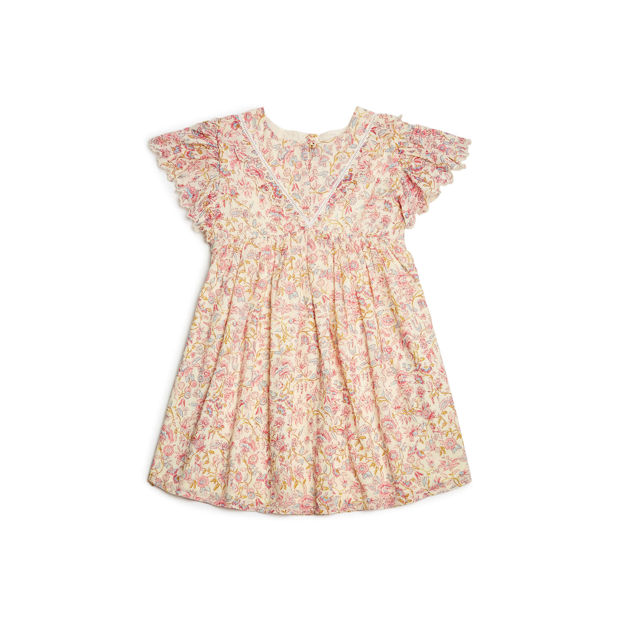 Girls White Flower Cotton Dress