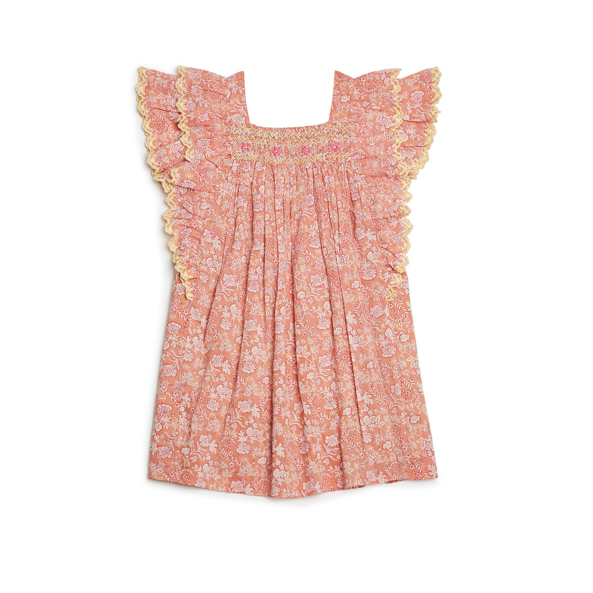 Girls Pink Floral Cotton Dress
