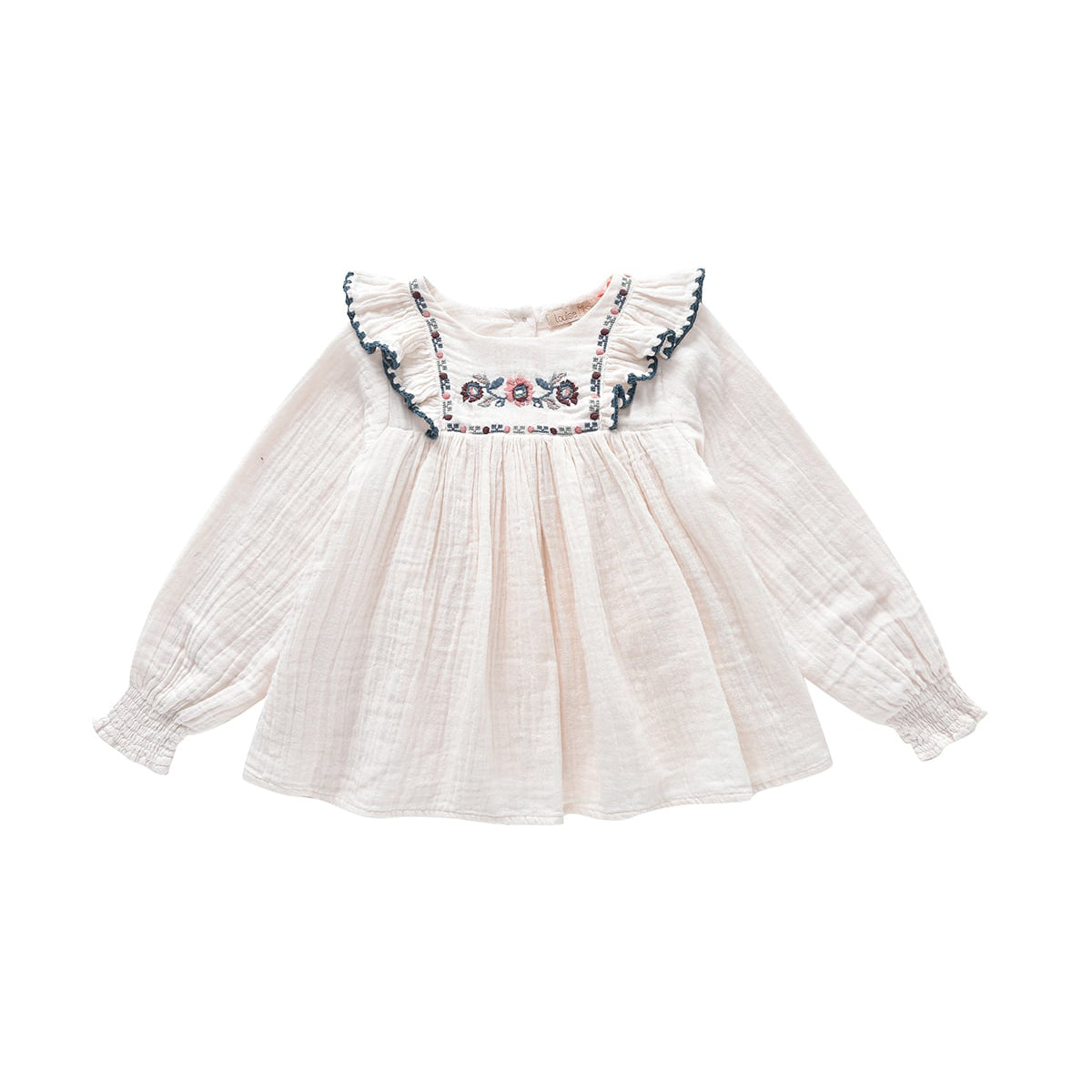 Girls White Embroidered Cotton Shirt