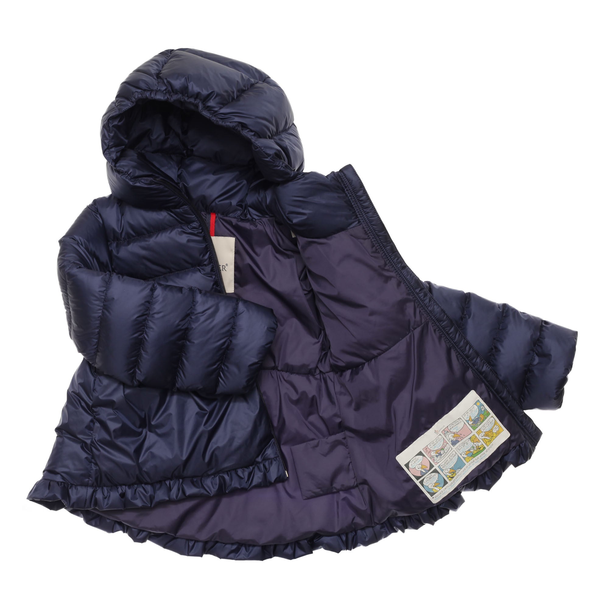 Baby Girls Navy Blue Ruffled Hems Padded Down 'Odile' Coat - CÉMAROSE | Children's Fashion Store - 3