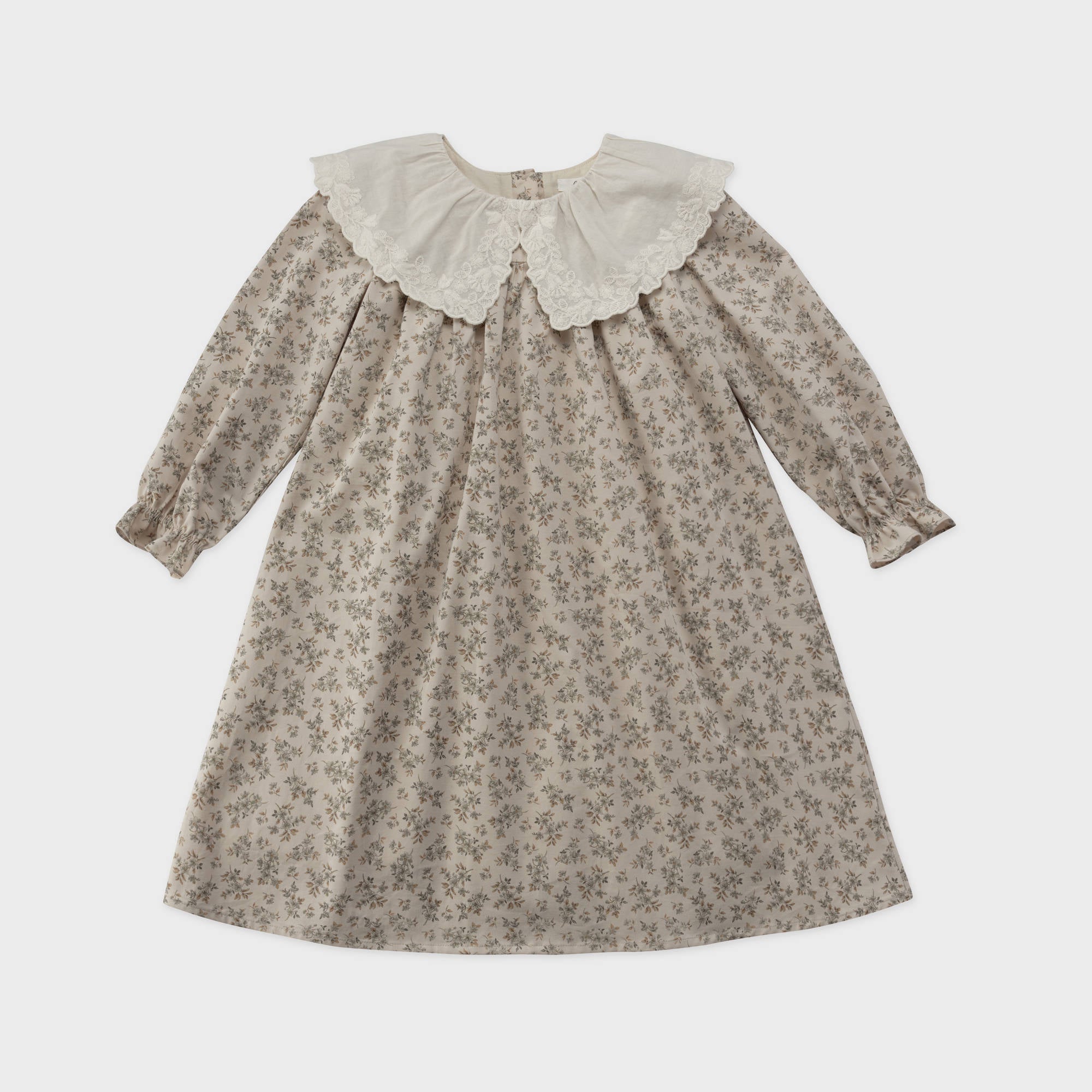 Girls Mint Floral Lace Collar Cotton Dress