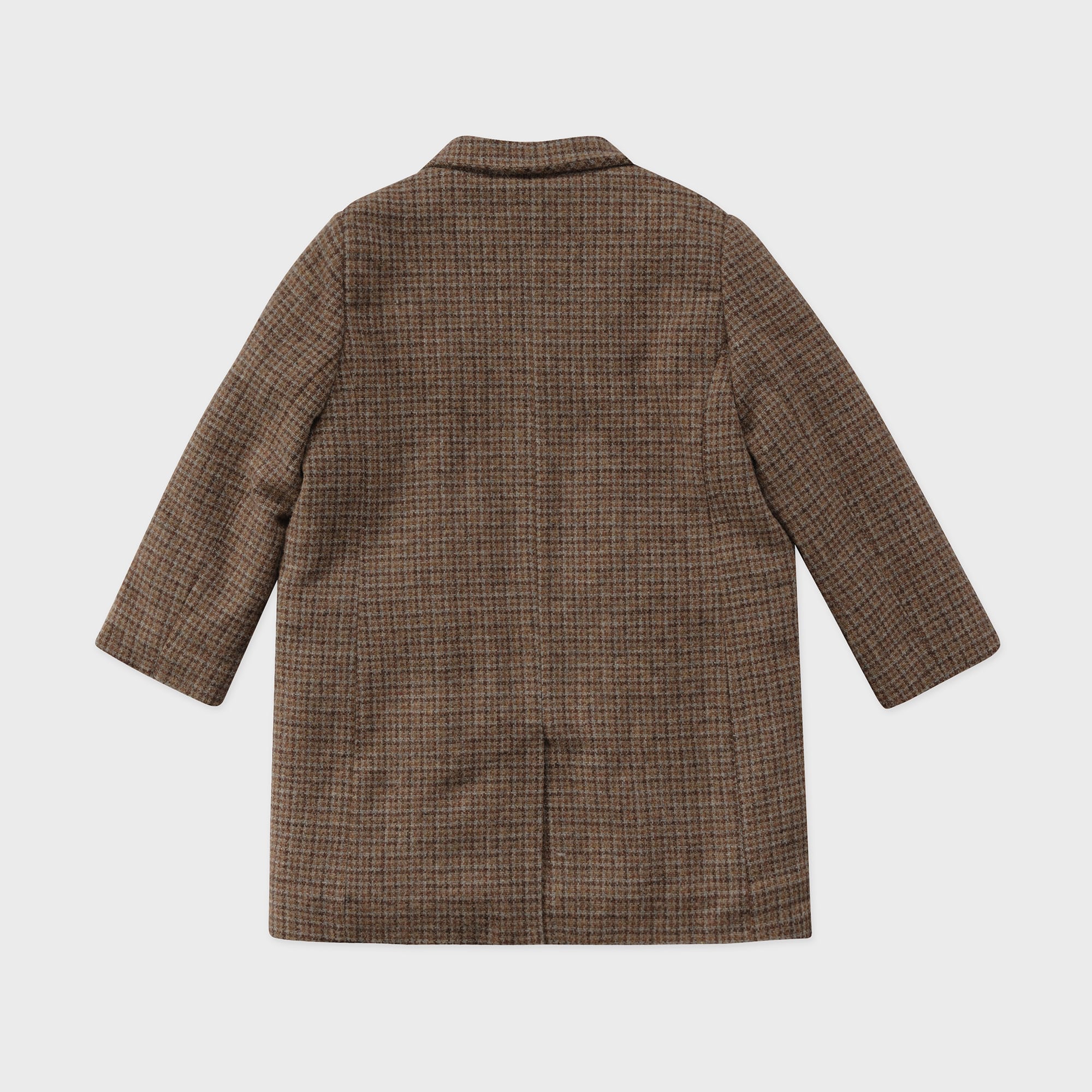 Girls Brown Check Padded Wool Coat