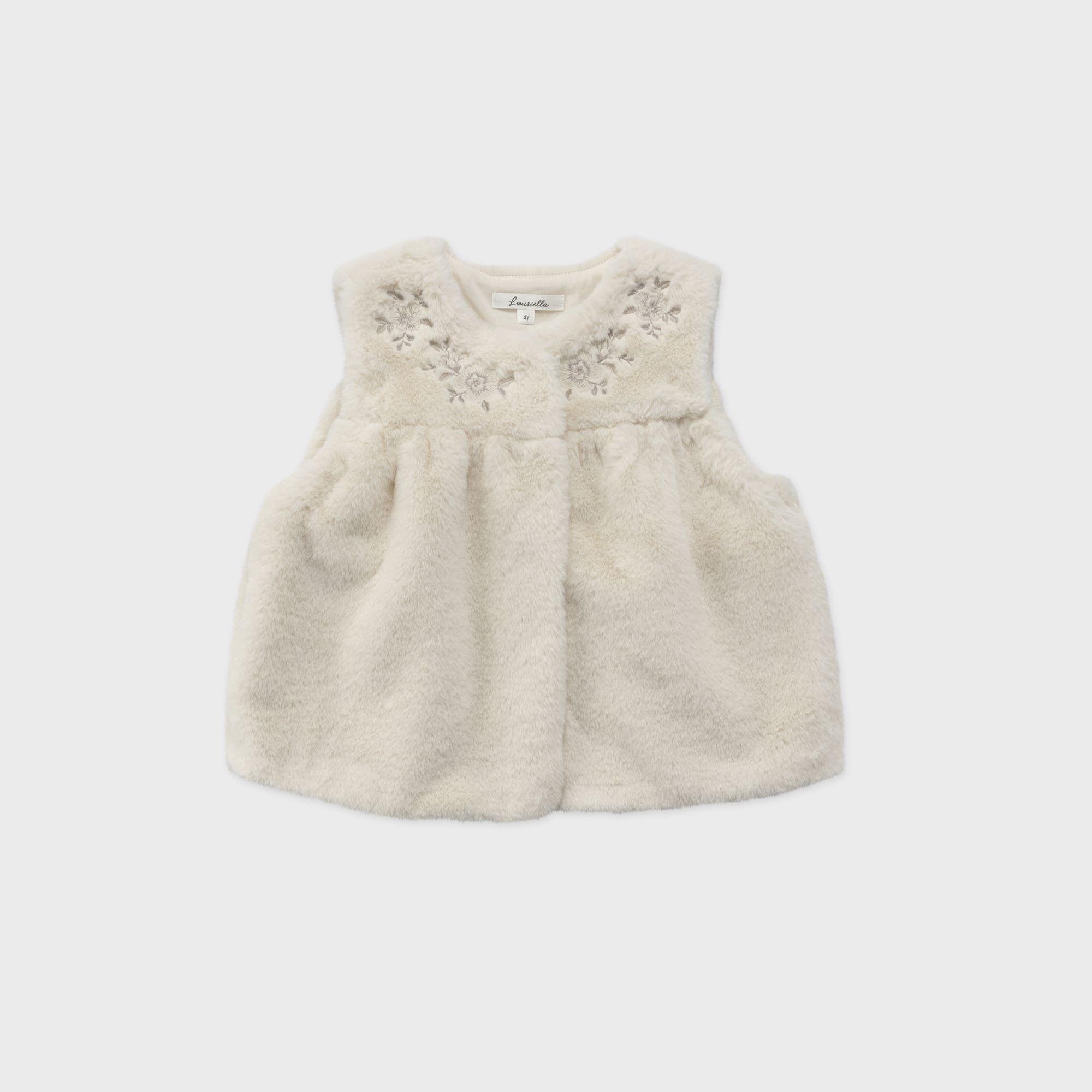 Girls White Faux-Fur Gilet