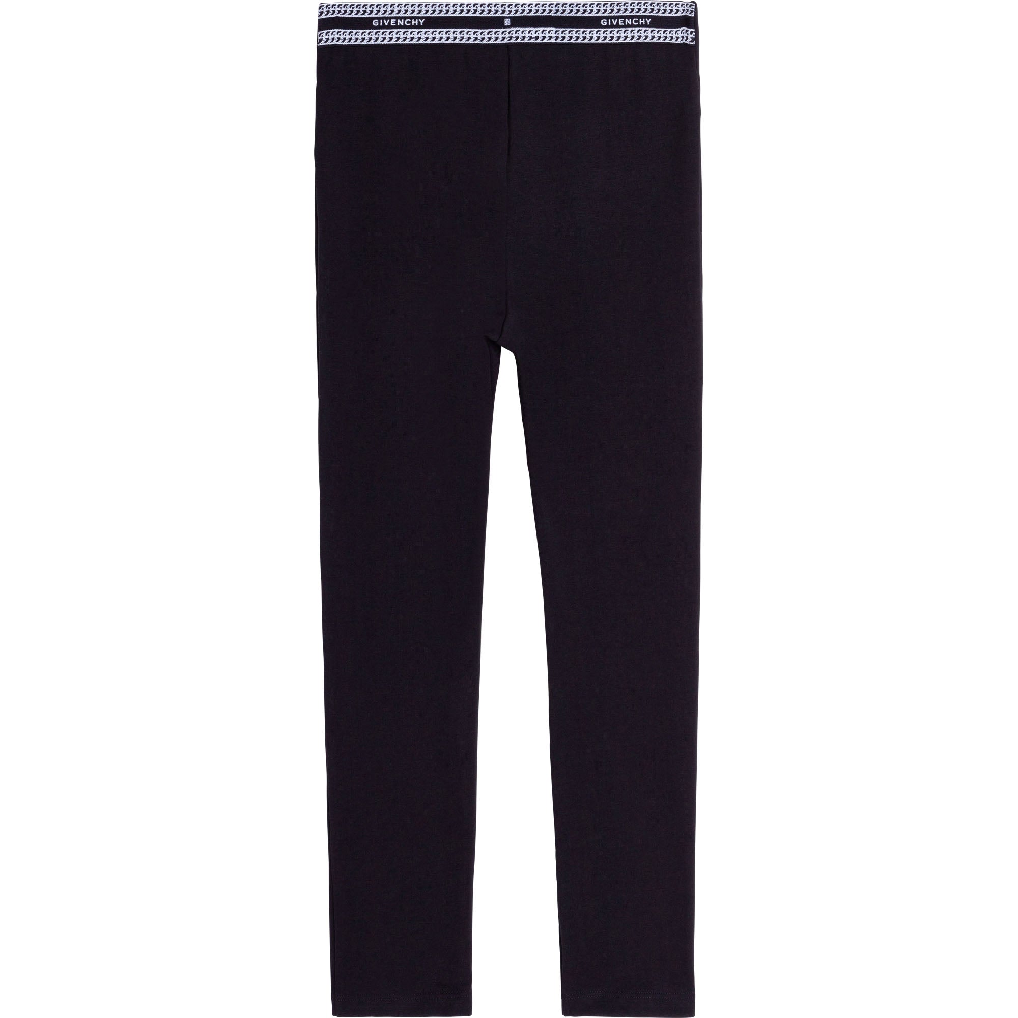 Girls Black Logo Cotton Leggings