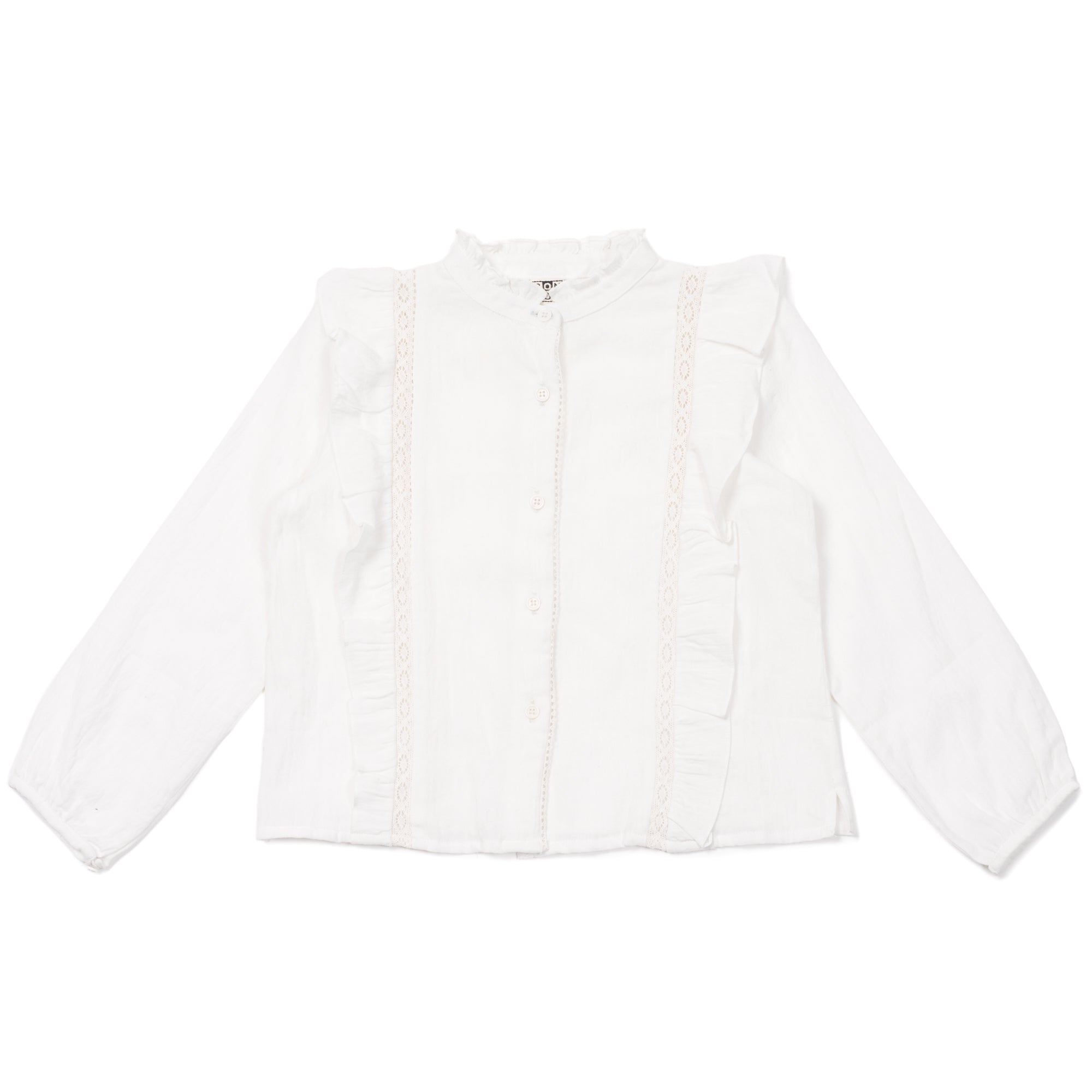 Girls Off White Cotton Shirt