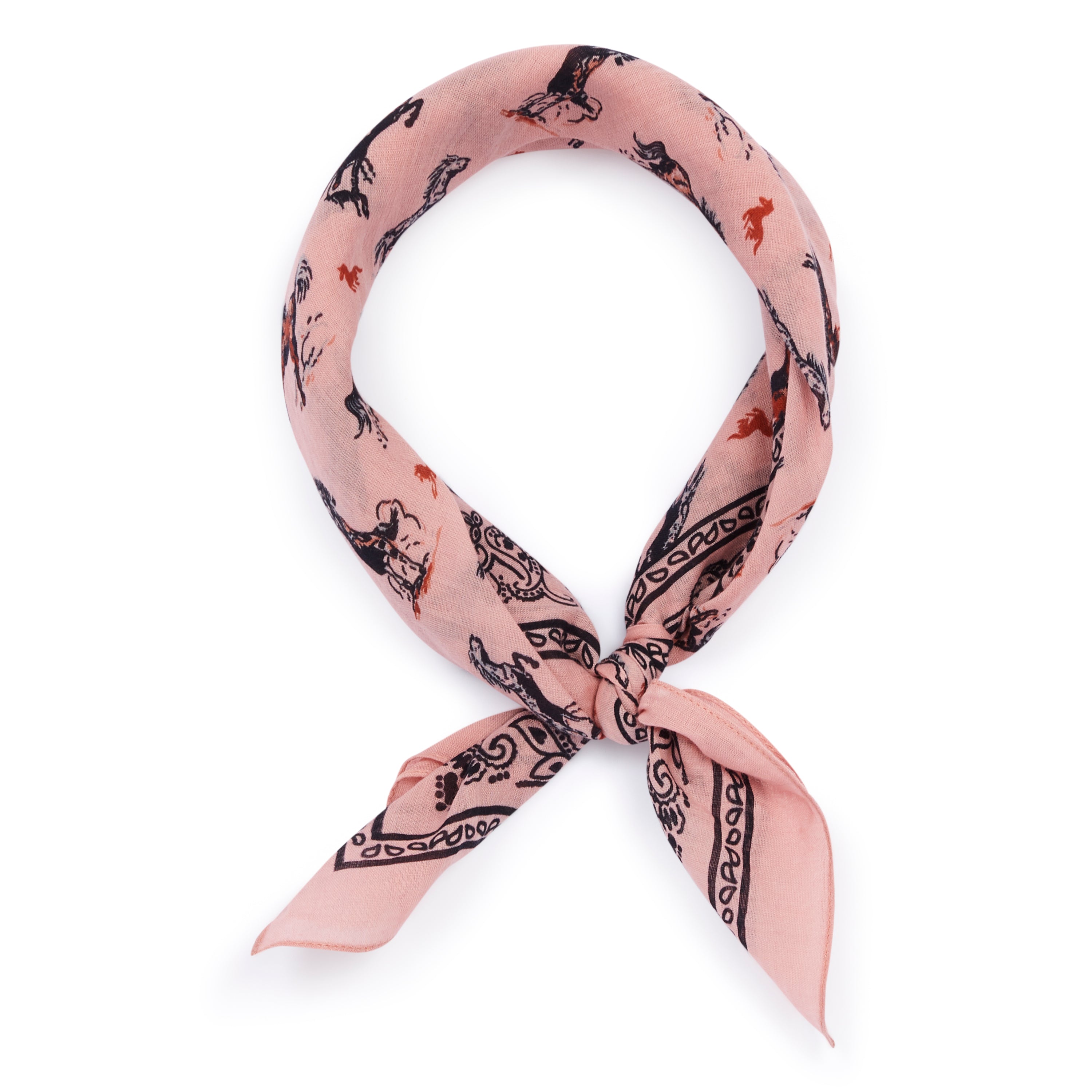 Girls Pink Printed Cotton Scarf