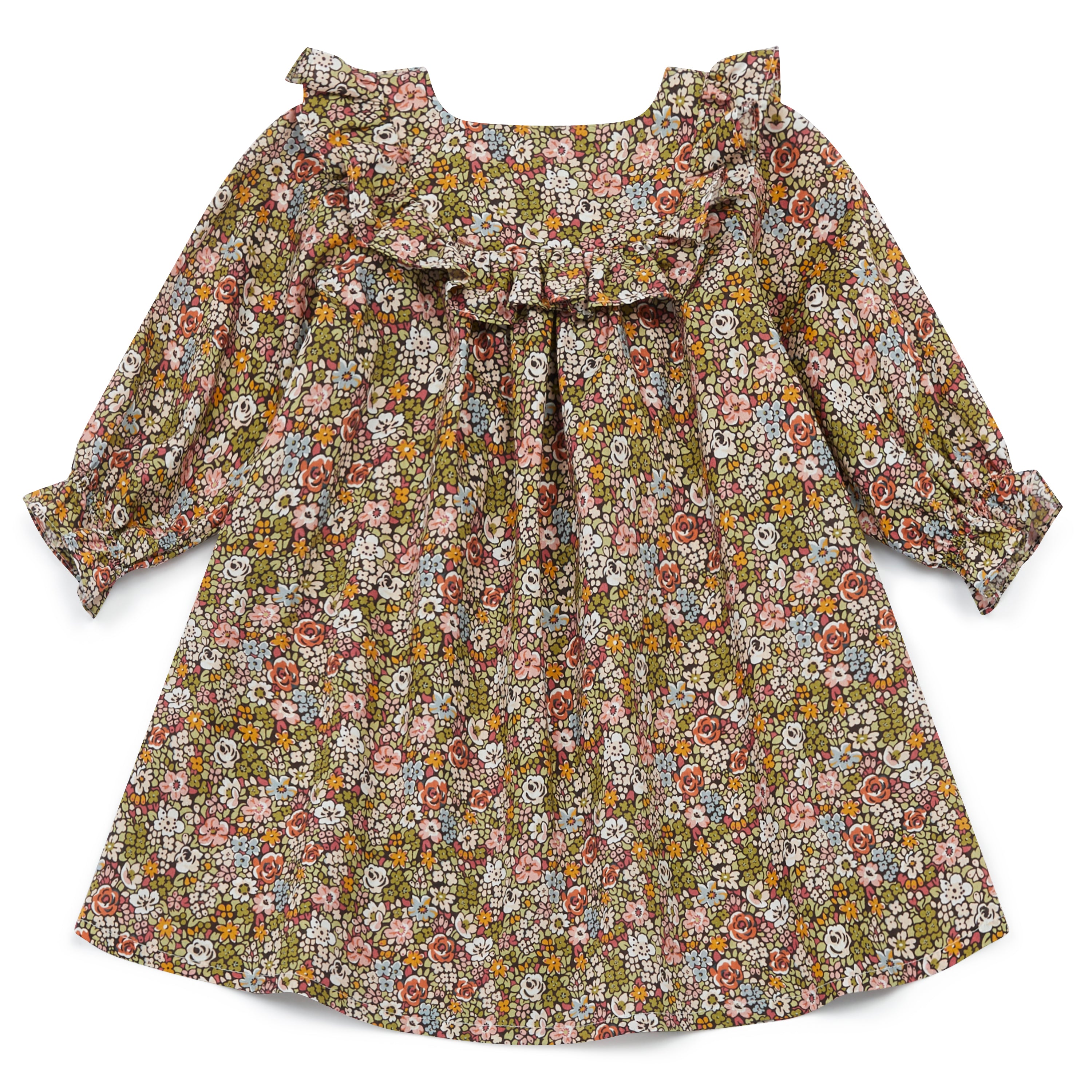 Baby Girls Green Floral Cotton Dress