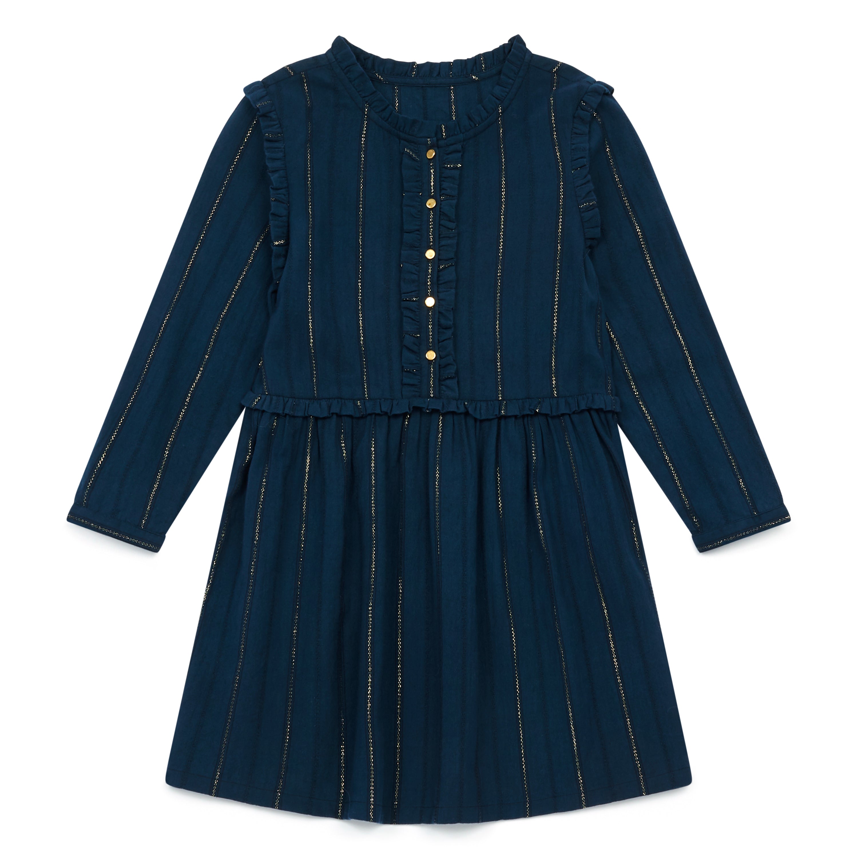 Girls Blue Waist Cotton Dress