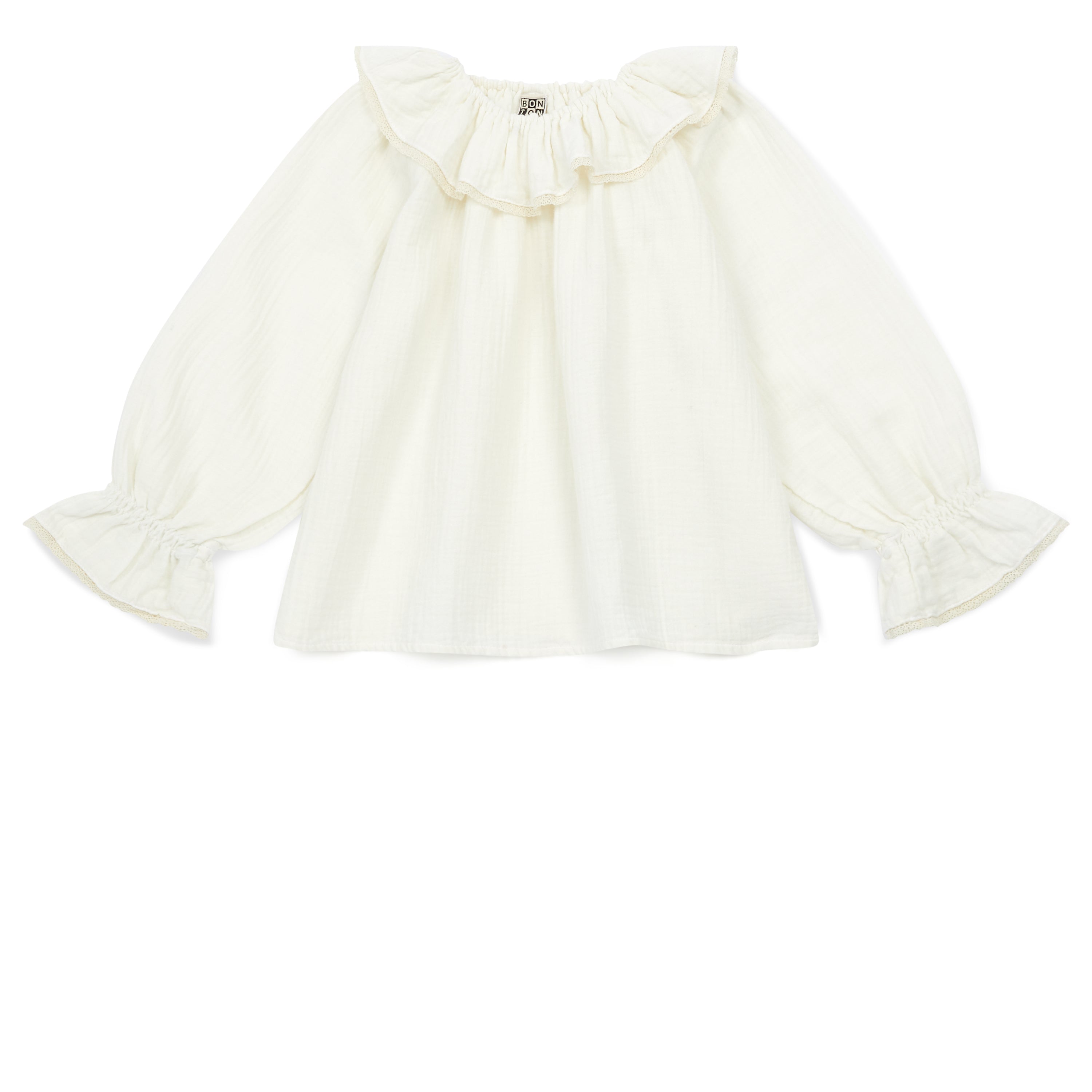 Girls White Lace Cotton Shirt