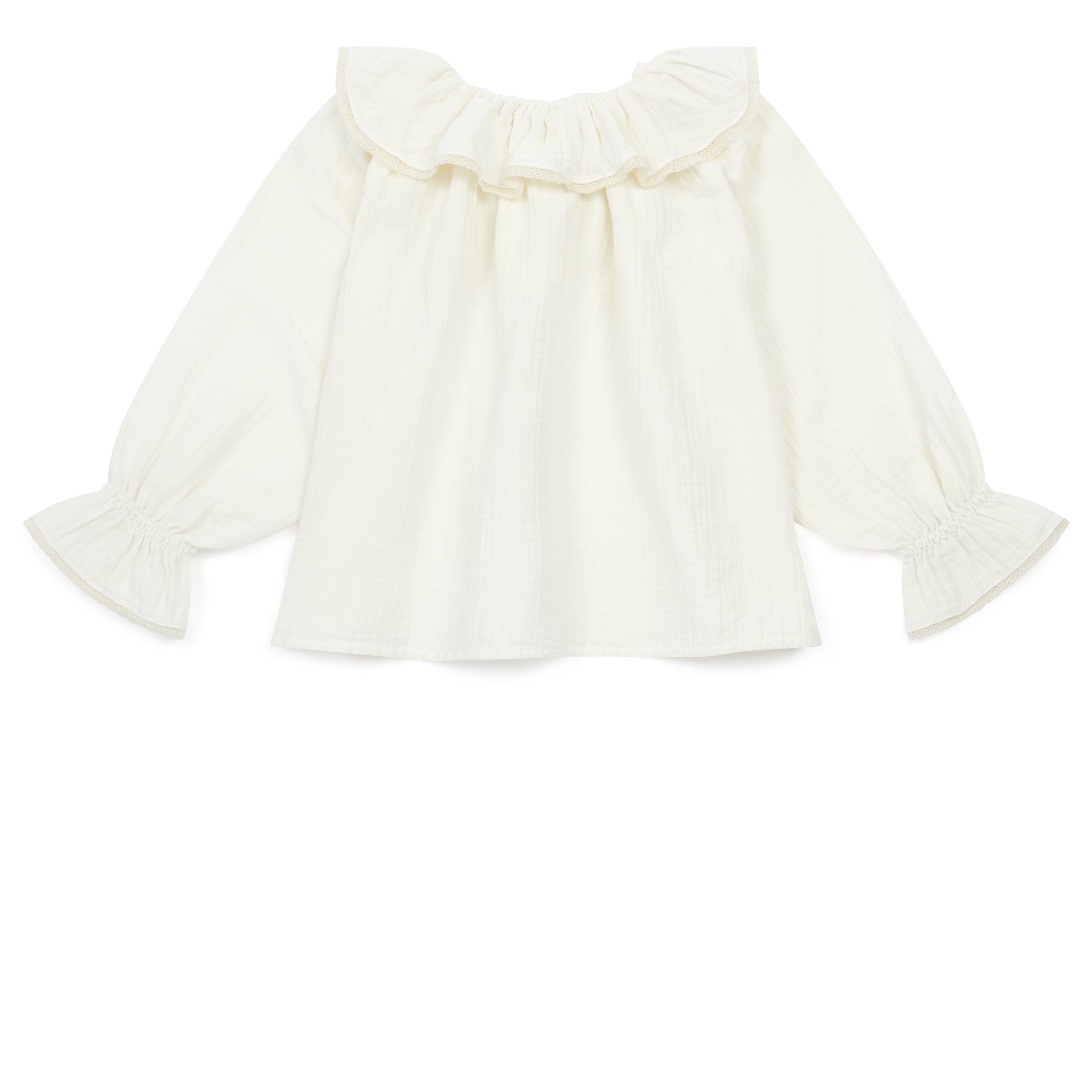 Girls White Lace Cotton Shirt