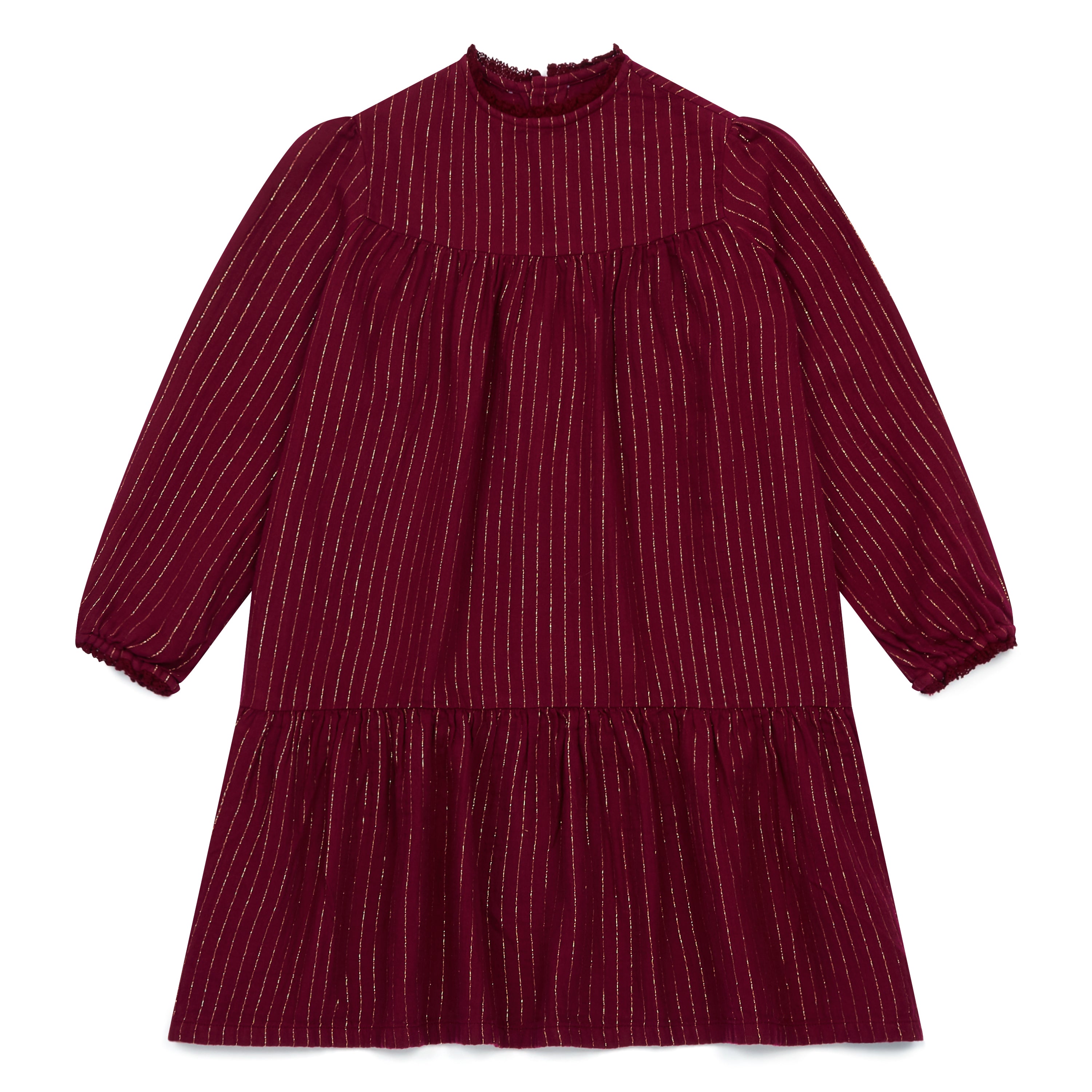 Girls Dark Red Cotton Dress