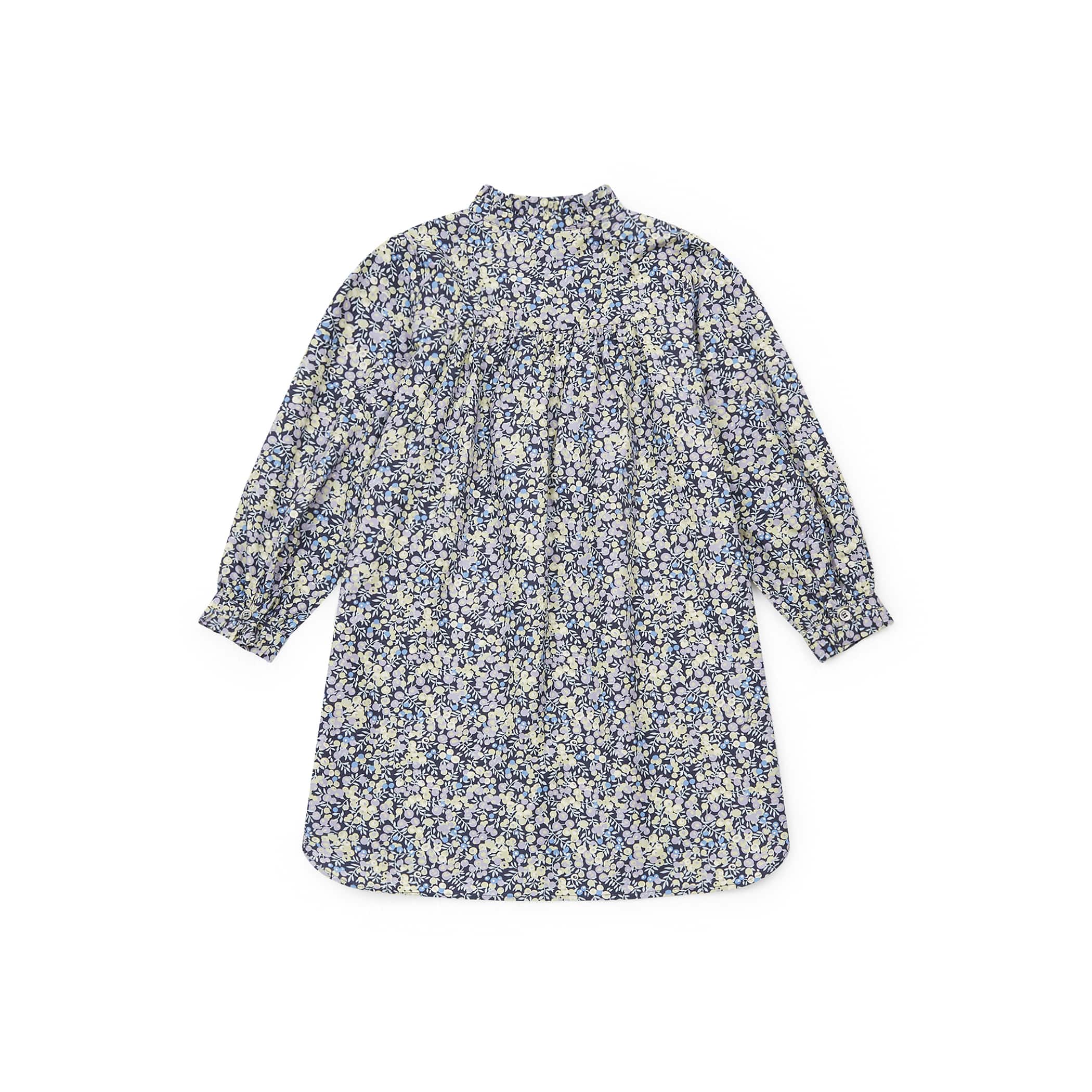 Girls Violet Floral Cotton Dress